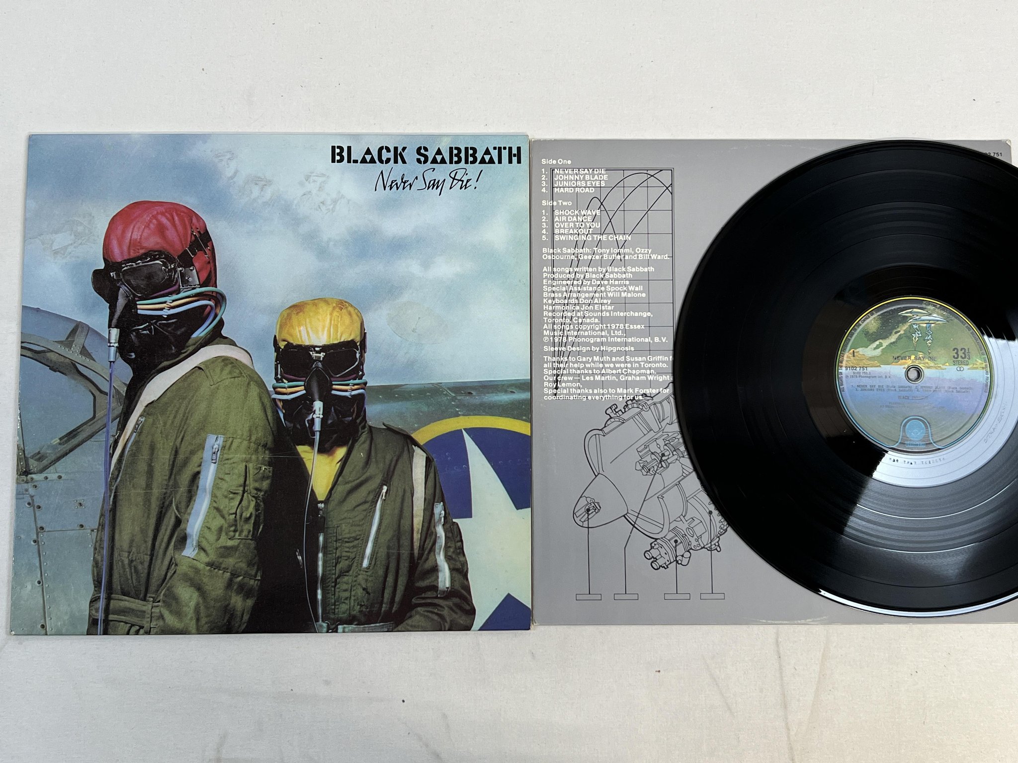 Omslagsbild för skivan BLACK SABBATH never say die LP -78 UK VERTIGO 9102 751