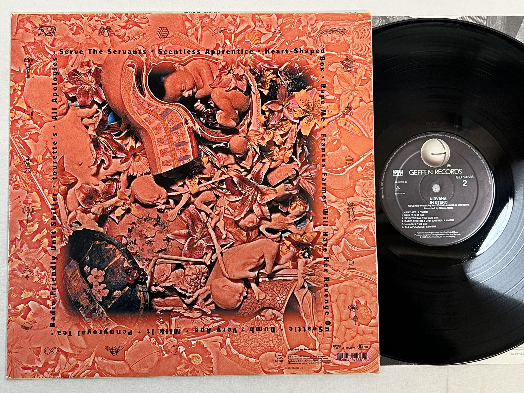 Omslagsbild för skivan NIRVANA In Utero LP -93 GEFFEN GEF 24536 *** GRUNGE ***