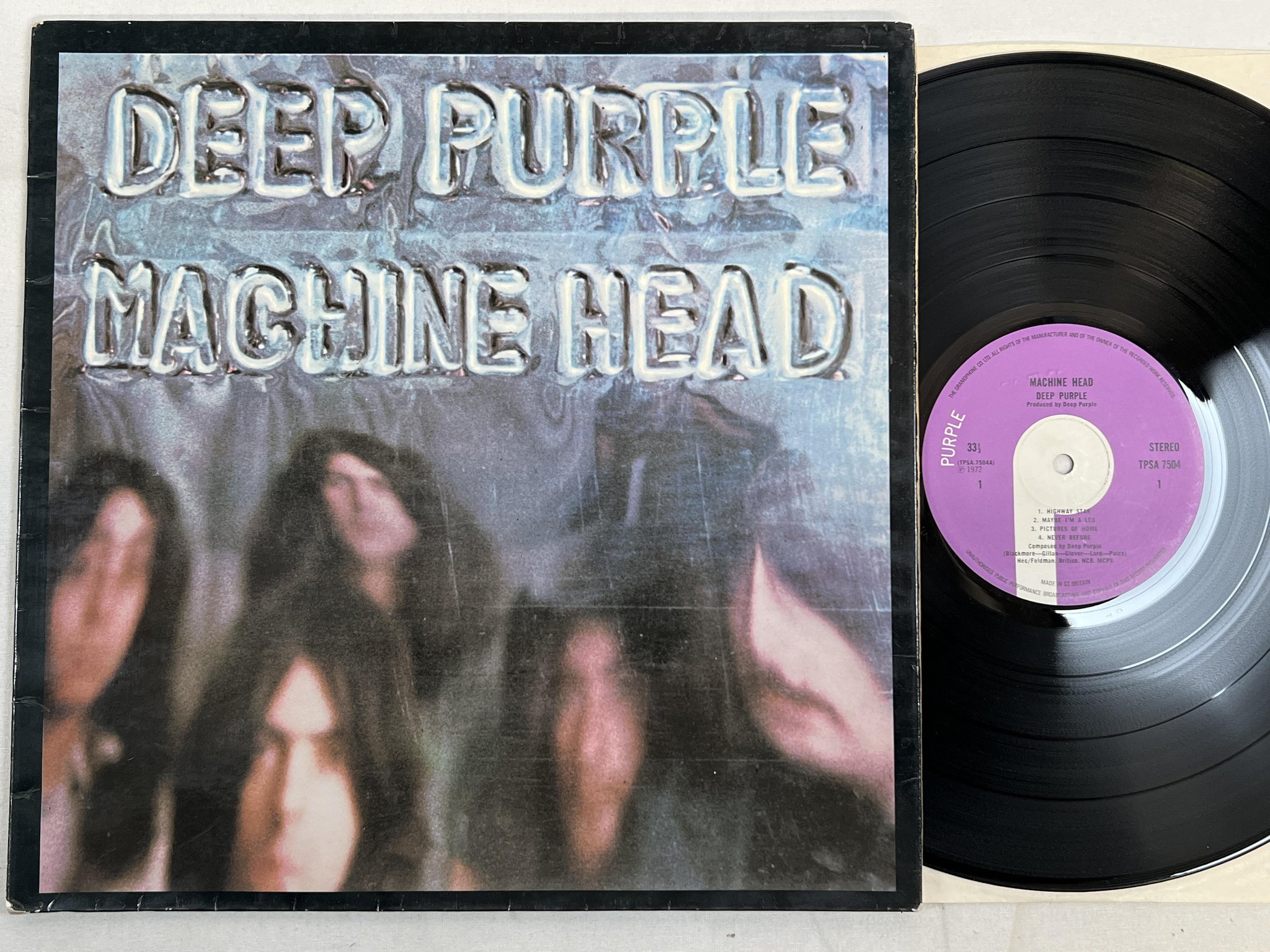 Omslagsbild för skivan DEEP PURPLE machine head LP -72 UK PURPLE TPSA 7504