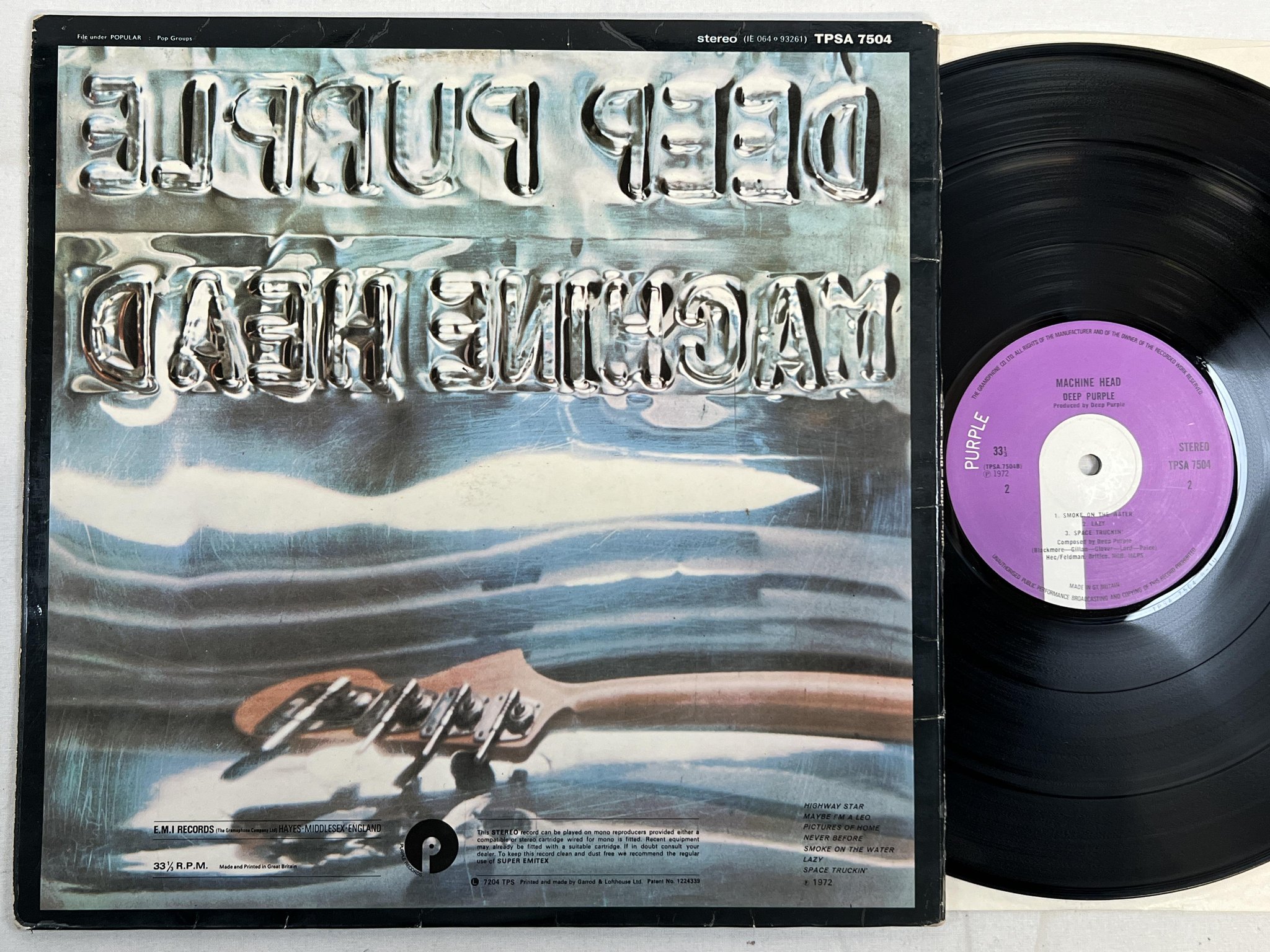 Omslagsbild för skivan DEEP PURPLE machine head LP -72 UK PURPLE TPSA 7504