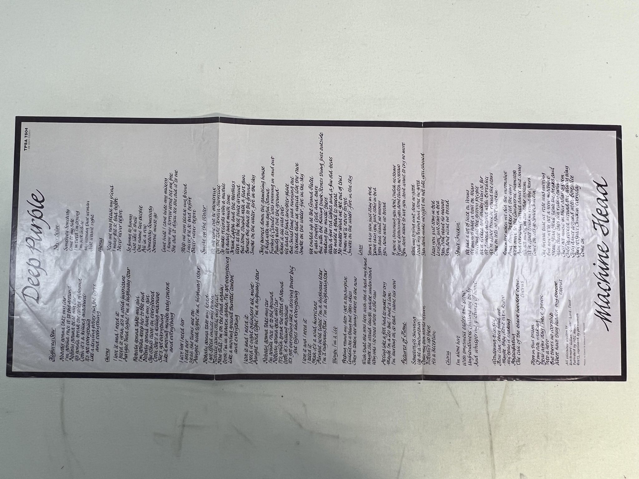 Omslagsbild för skivan DEEP PURPLE machine head LP -72 UK PURPLE TPSA 7504