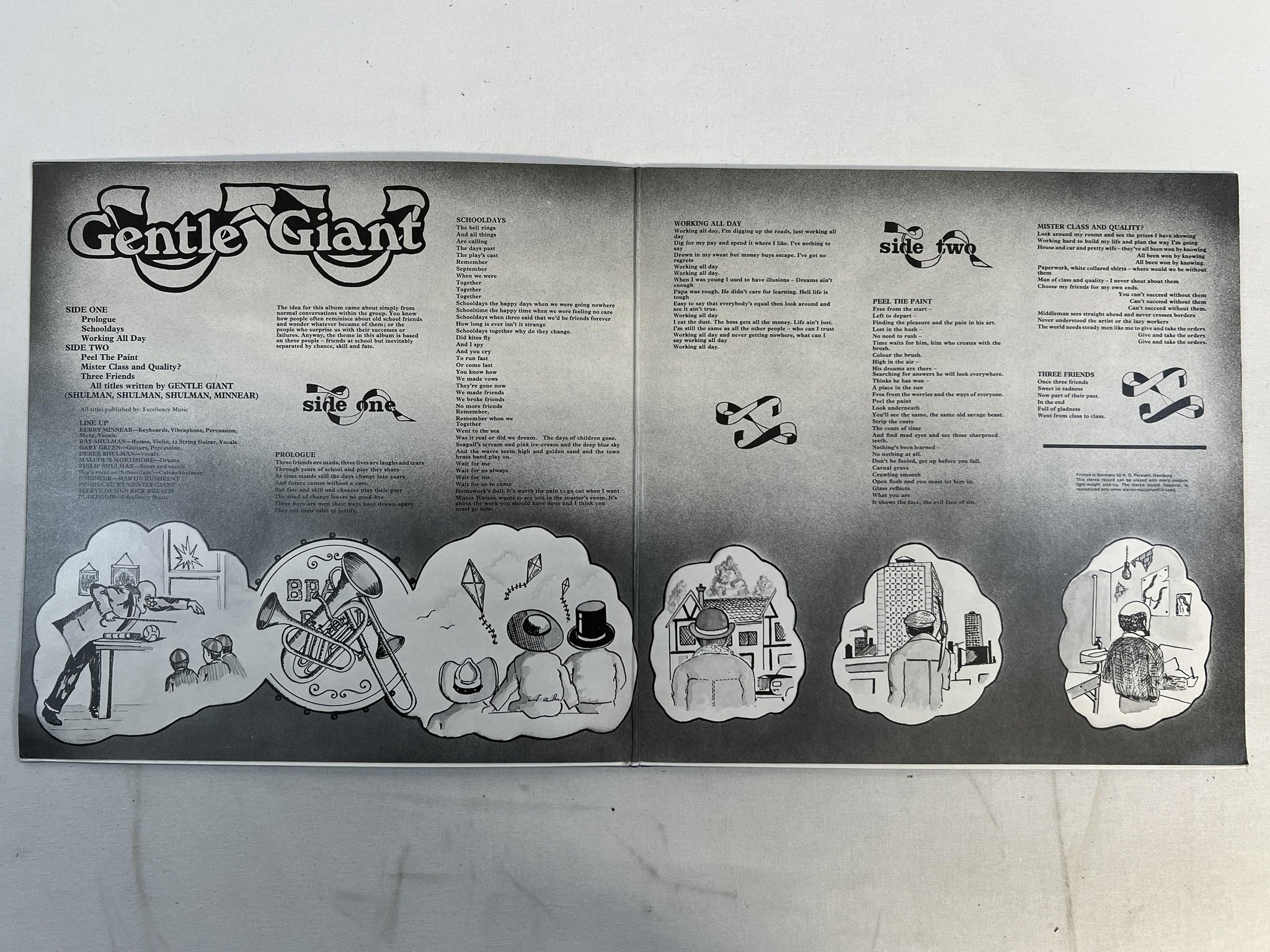 Omslagsbild för skivan GENTLE GIANT three friends LP Ger VERTIGO spaceship 6360070