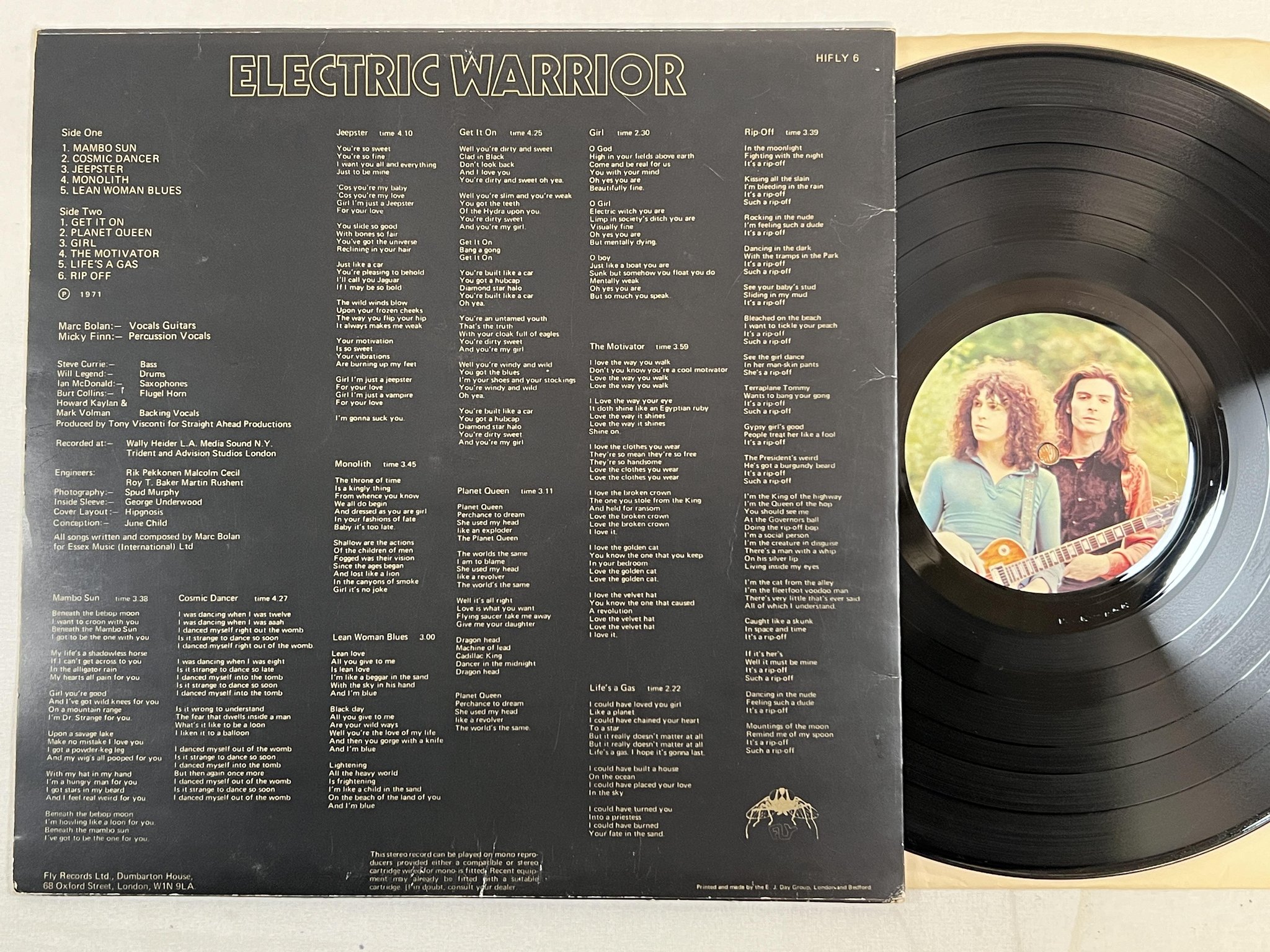 Omslagsbild för skivan T REX electric warrior LP -71 UK FLY HIFLY6