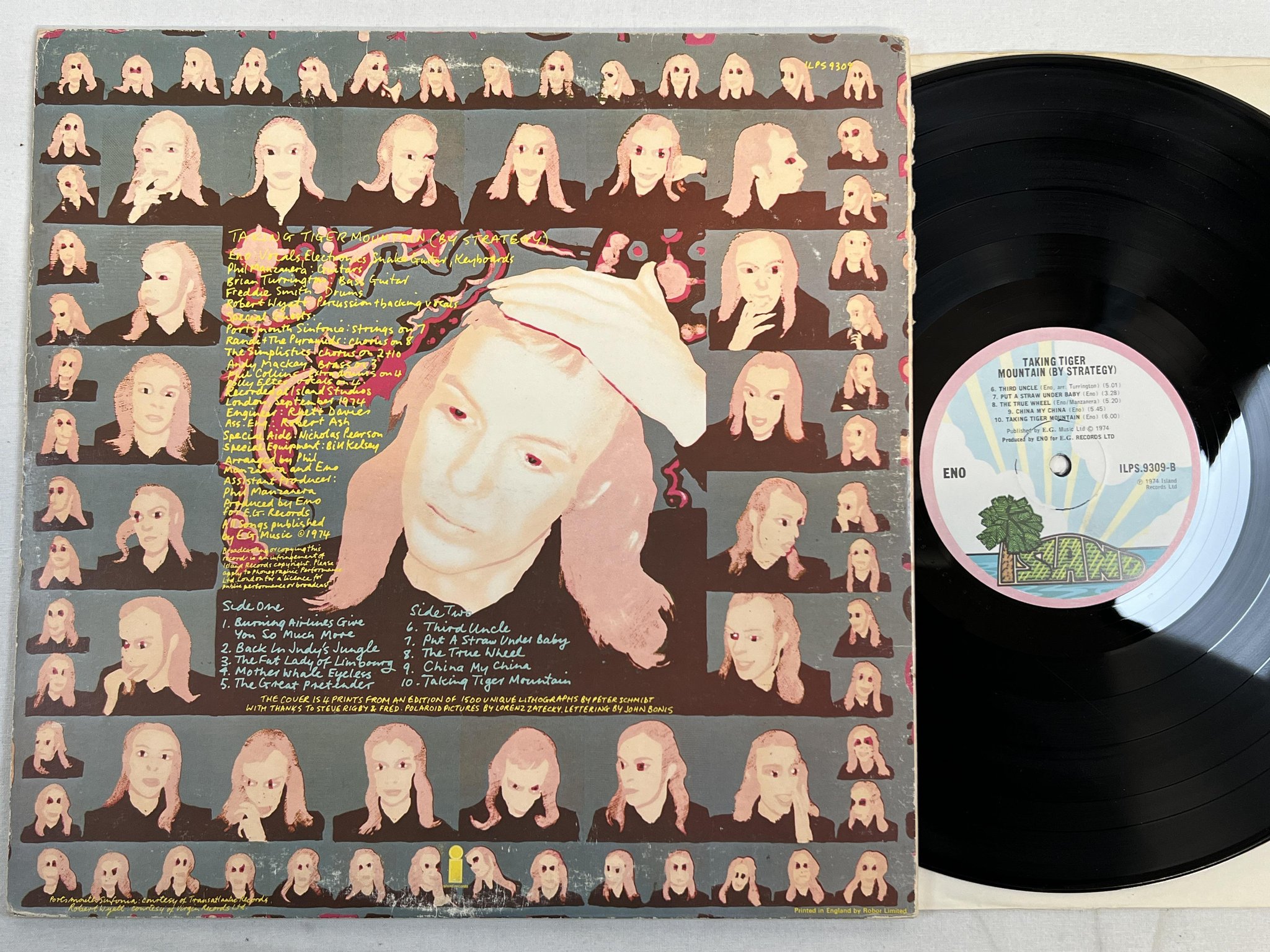 Omslagsbild för skivan ENO taking tiger mountain LP -74 UK ISLAND ILPS 9309