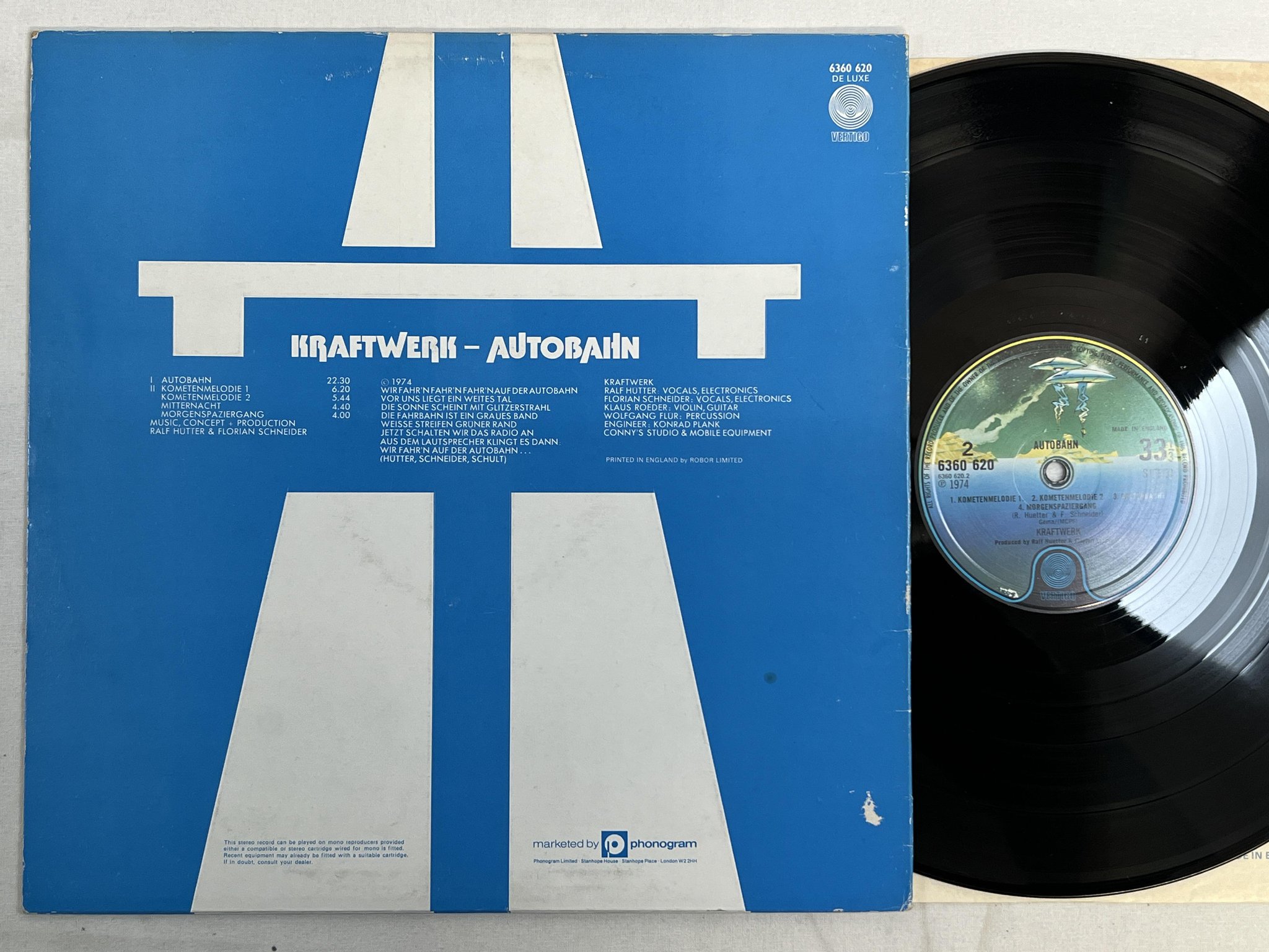 Omslagsbild för skivan KRAFTWERK autobahn LP -75 UK VERTIGO 6360 620