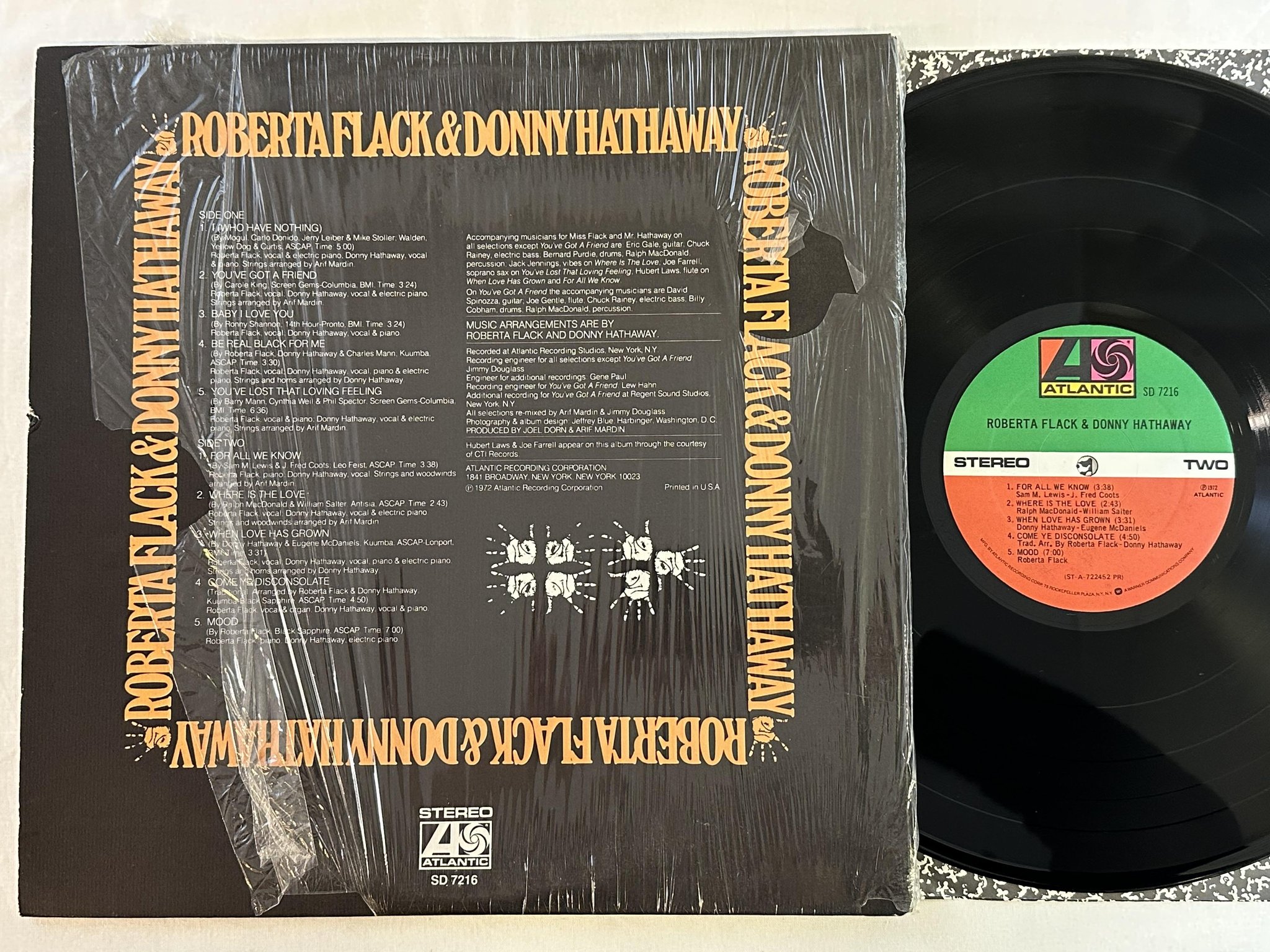 Omslagsbild för skivan ROBERTA FLACK & DONNY HATHAWAY s/t LP -72 US ATLANTIC SD 7216
