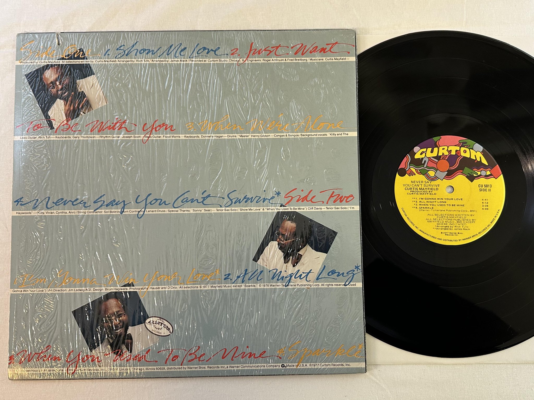 Omslagsbild för skivan CURTIS MAYFIELD never say you can't survive LP -77 US CURTOM CU 5013