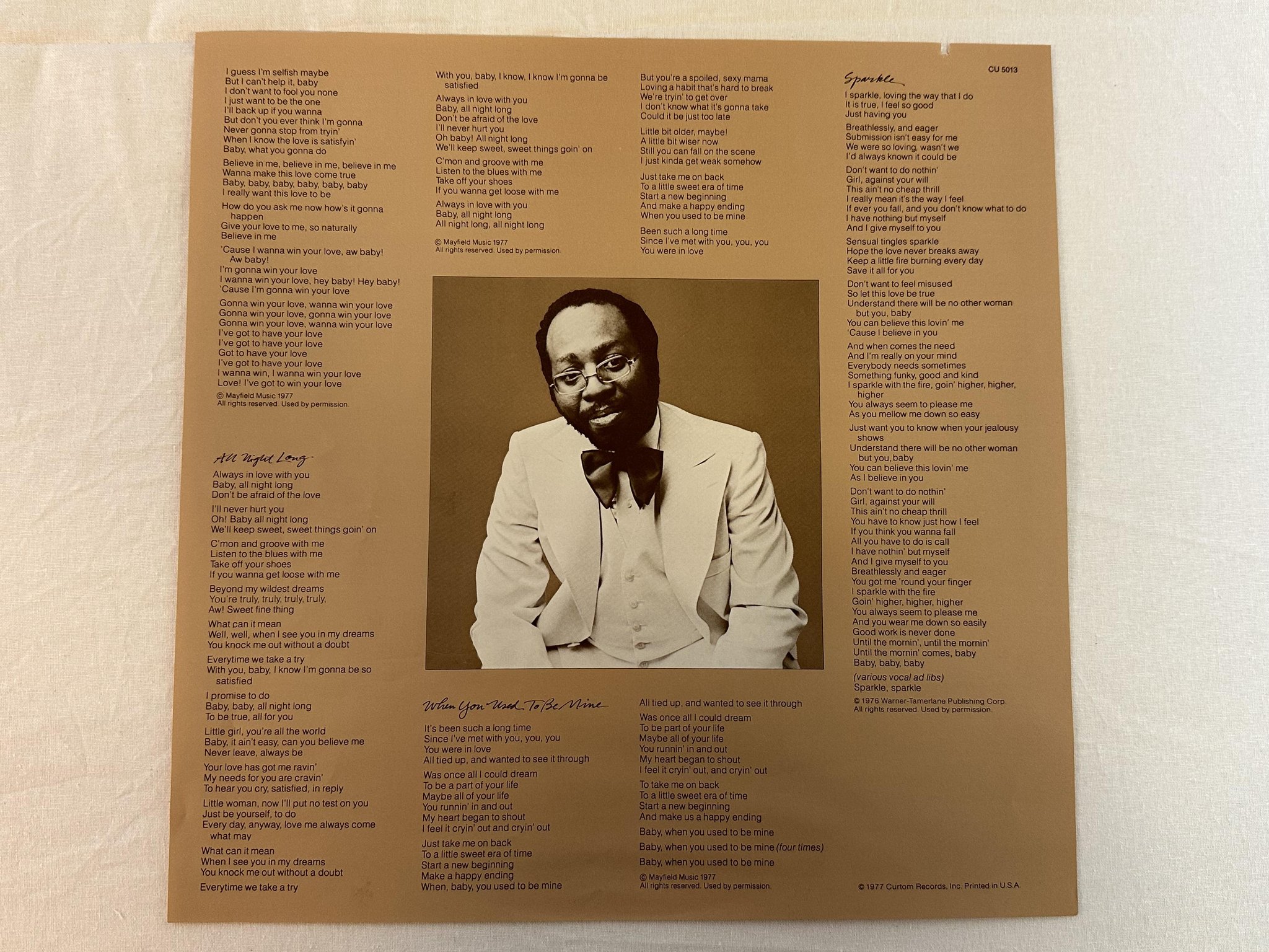 Omslagsbild för skivan CURTIS MAYFIELD never say you can't survive LP -77 US CURTOM CU 5013