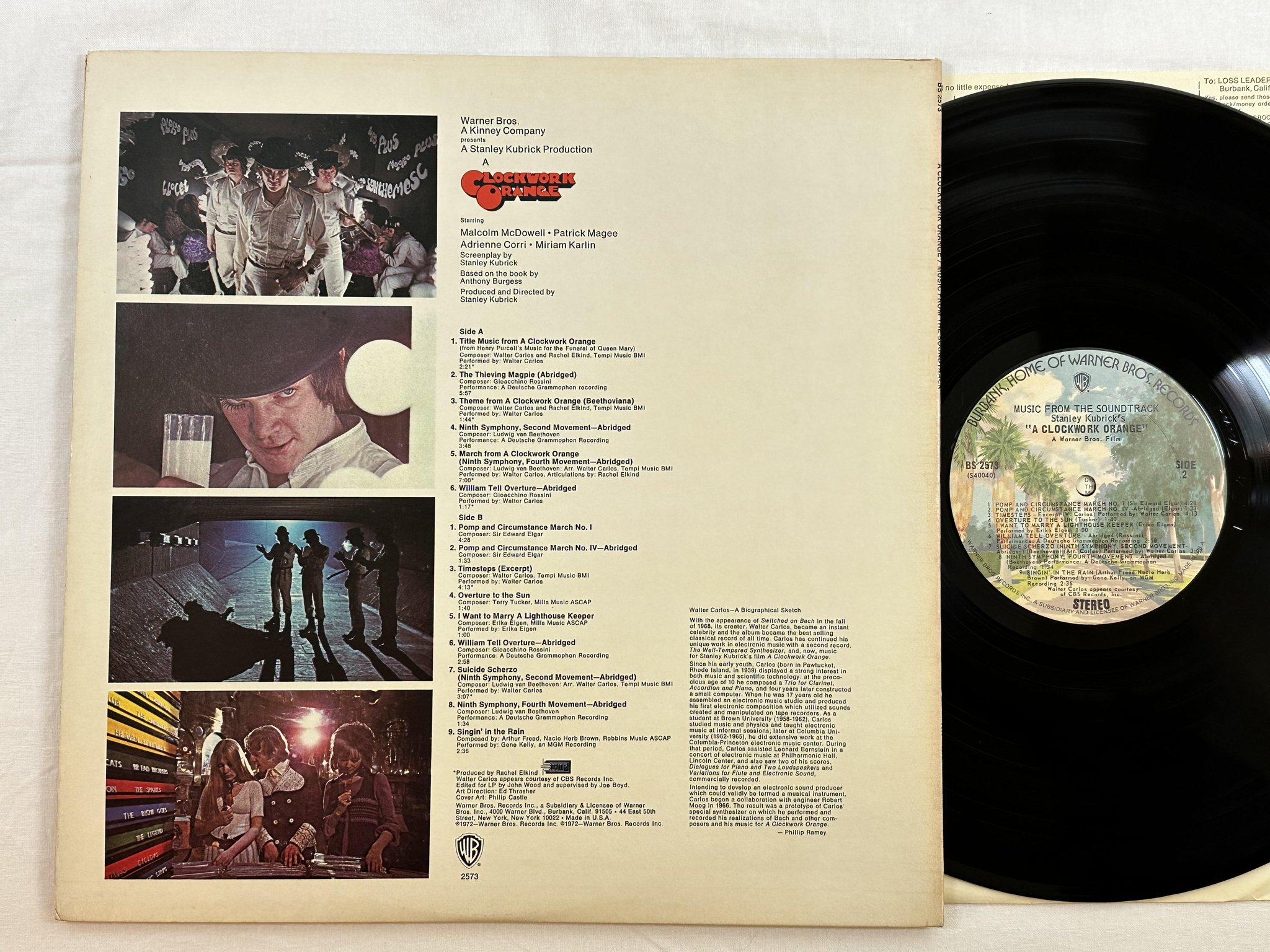 Omslagsbild för skivan A CLOCKWORK ORANGE soundtrack LP -72 US WARNER BS 2573