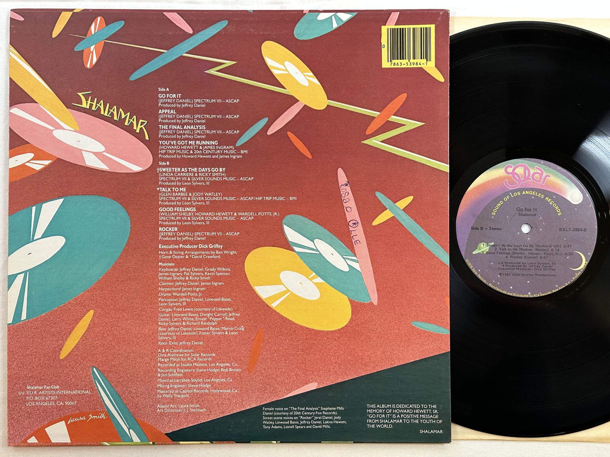 Omslagsbild för skivan SHALAMAR go for it LP -78 US SOLAR SXL 1-3984 ** you've got me running **