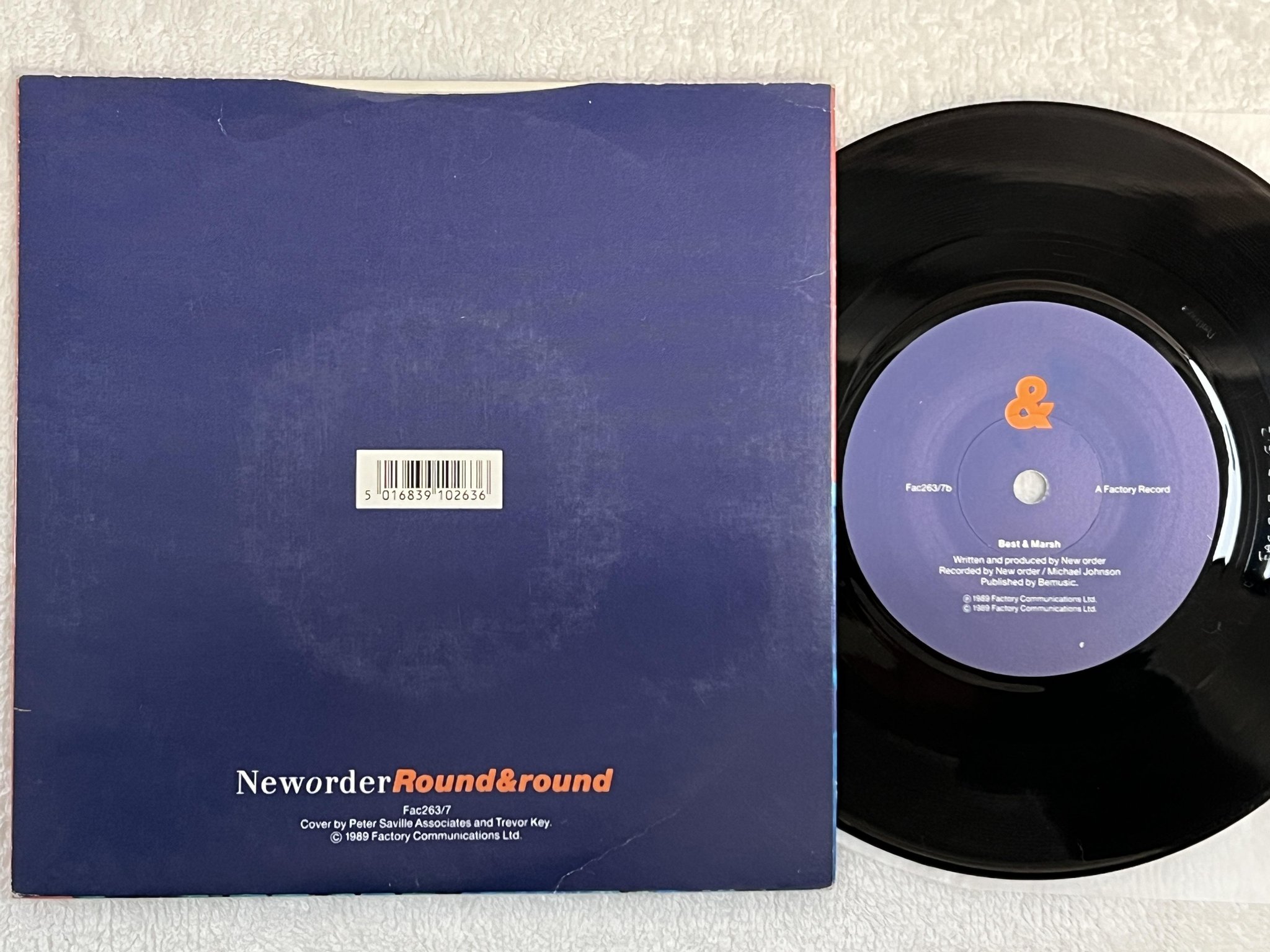 Omslagsbild för skivan NEW ORDER round and round 7" -89 FACTORY FAC 263