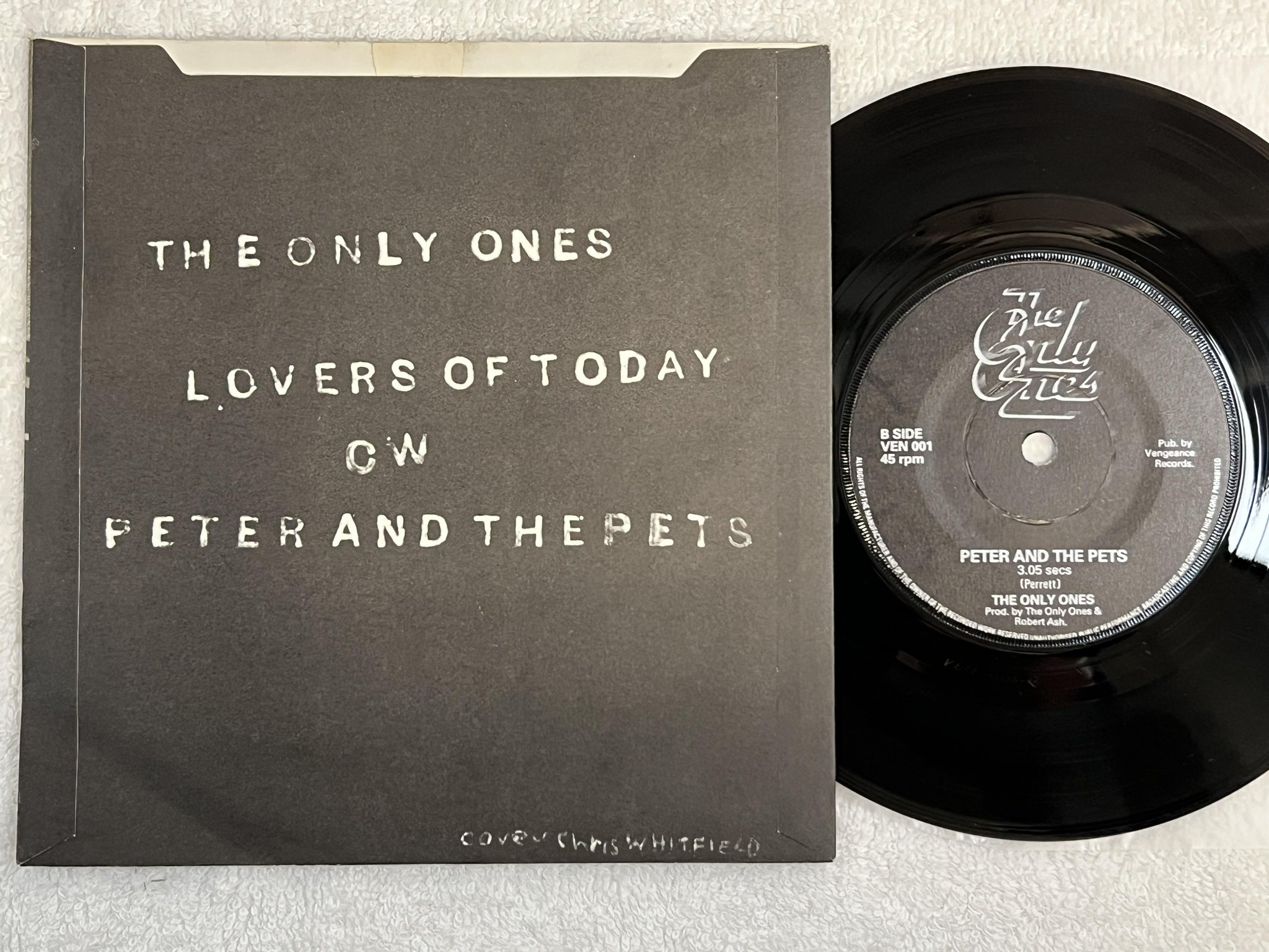 Omslagsbild för skivan THE ONLY ONES lovers of today 7" -77 UK VENGEANCE VEN 001