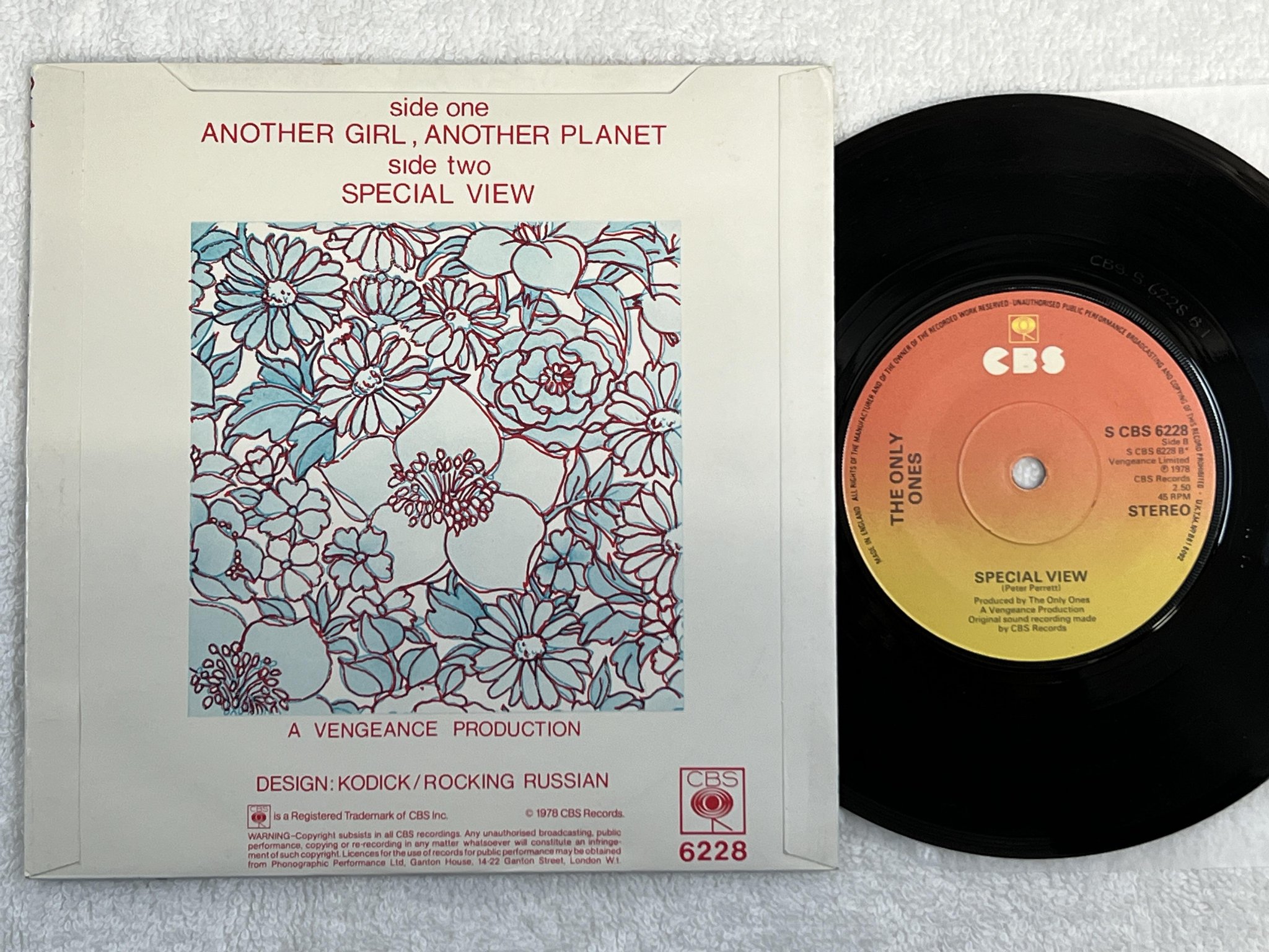 Omslagsbild för skivan THE ONLY ONES another girl another planet 7" -78 UK CBS 6228 * RARE POWER POP *