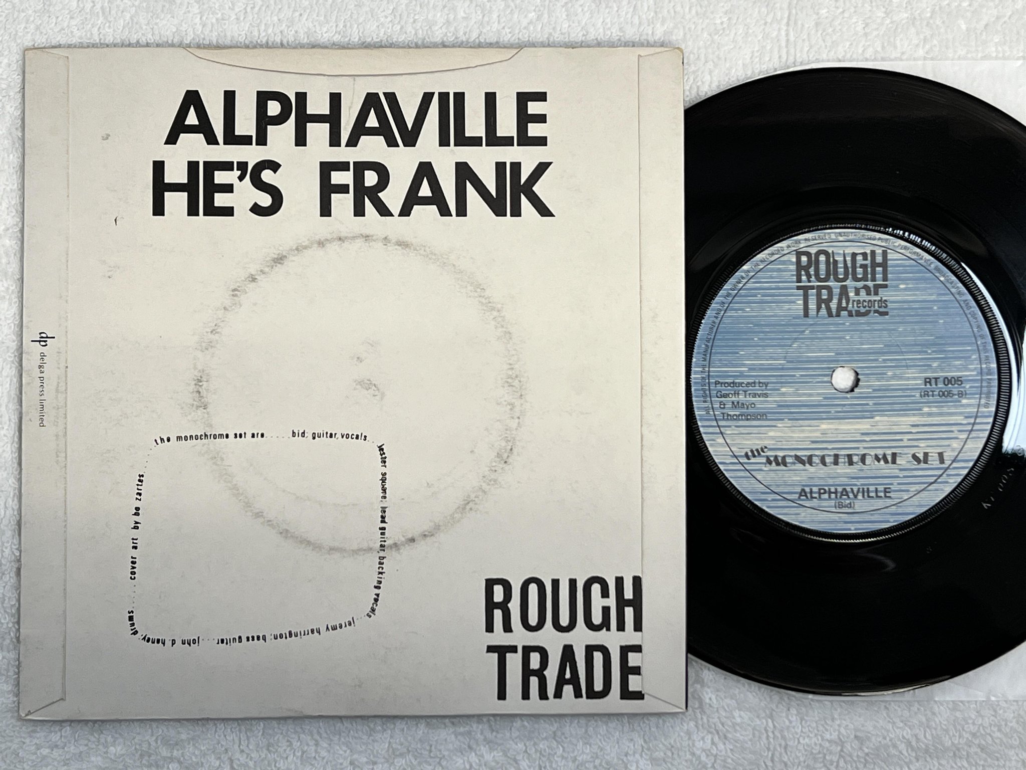 Omslagsbild för skivan THE MONOCHROME SET he's frank 7" -79 UK ROUGH TRADE RT 005