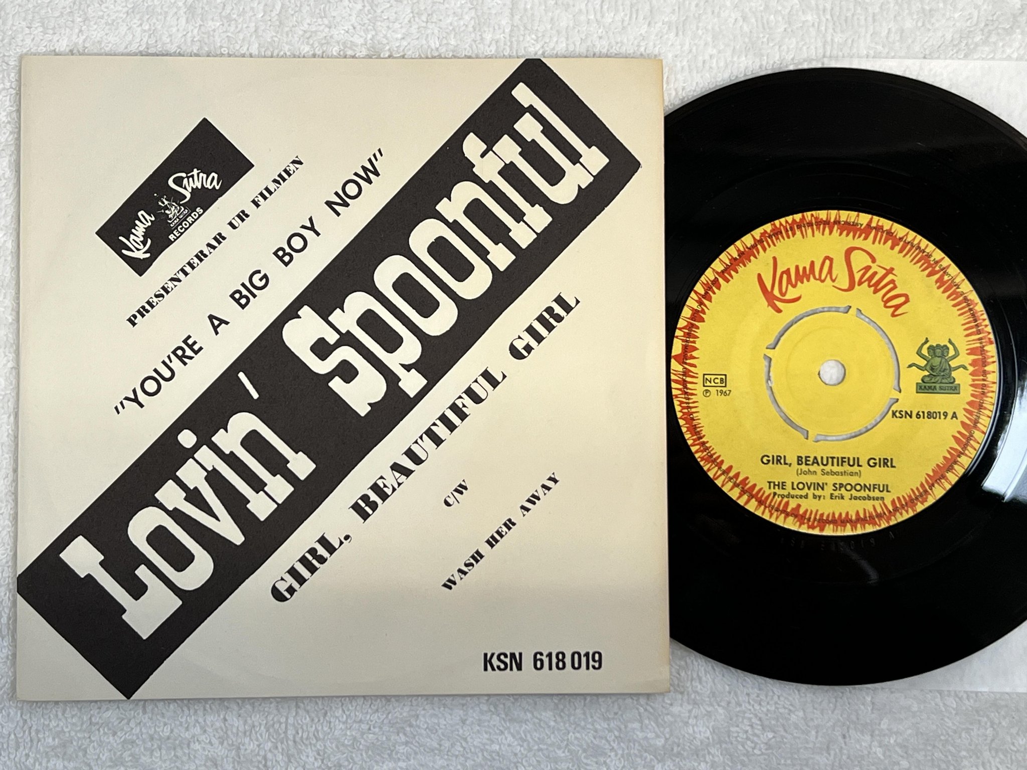 Omslagsbild för skivan THE LOVIN SPOONFUL girl, beautiful girl 7" -67 NCB kama sutra KSN 618019