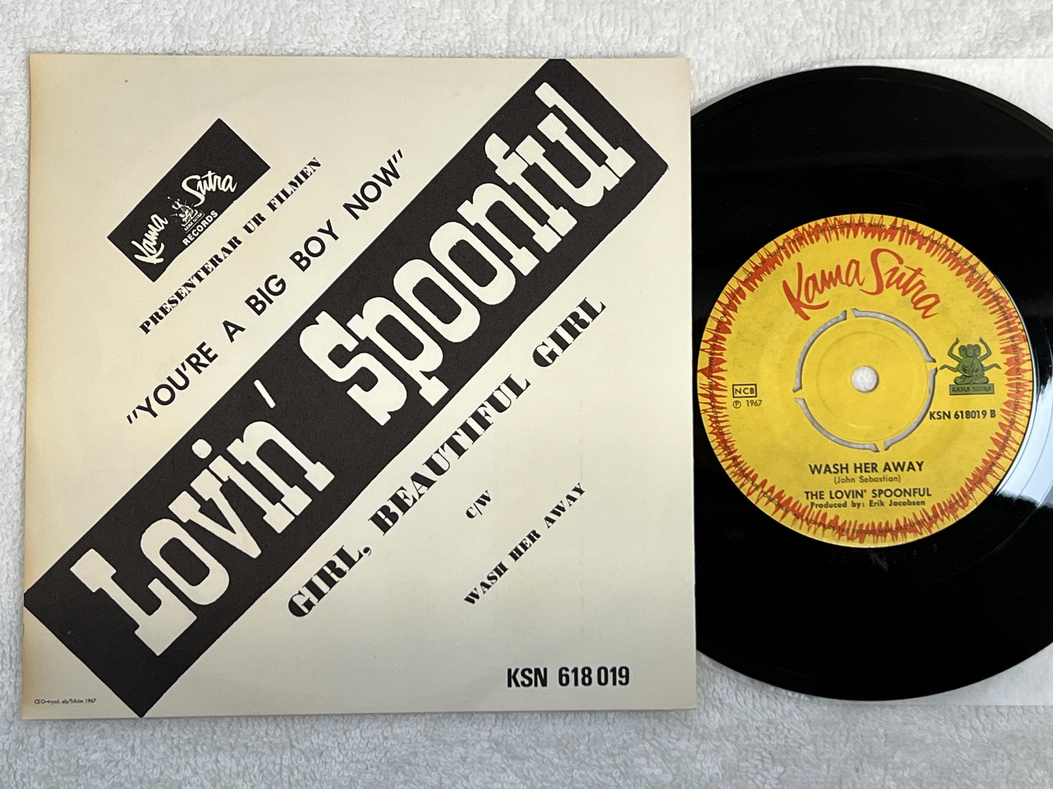 Omslagsbild för skivan THE LOVIN SPOONFUL girl, beautiful girl 7" -67 NCB kama sutra KSN 618019