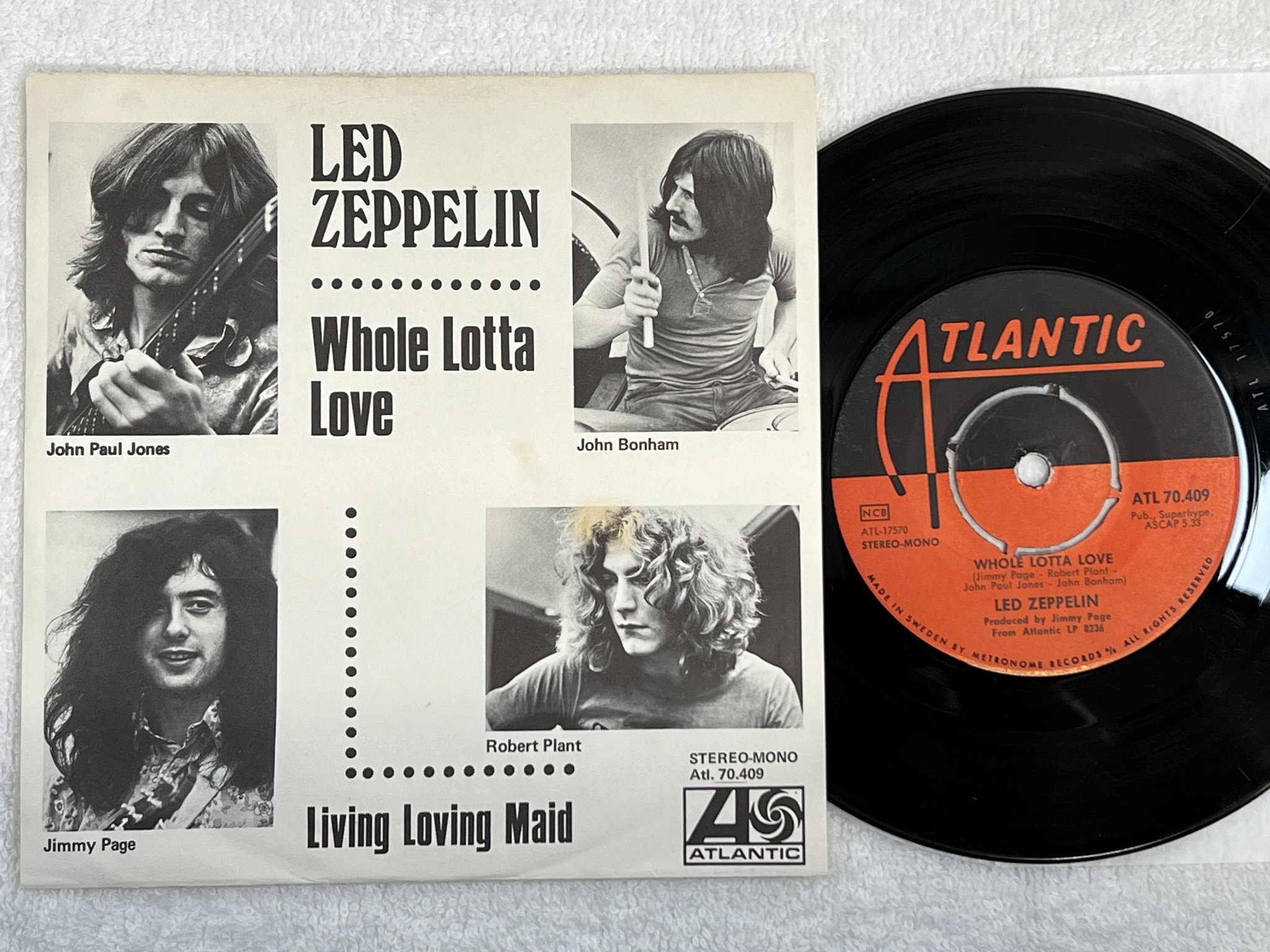Omslagsbild för skivan LED ZEPPELIN whole lotta love 7" Swe -69 ATLANTIC ATL 70409