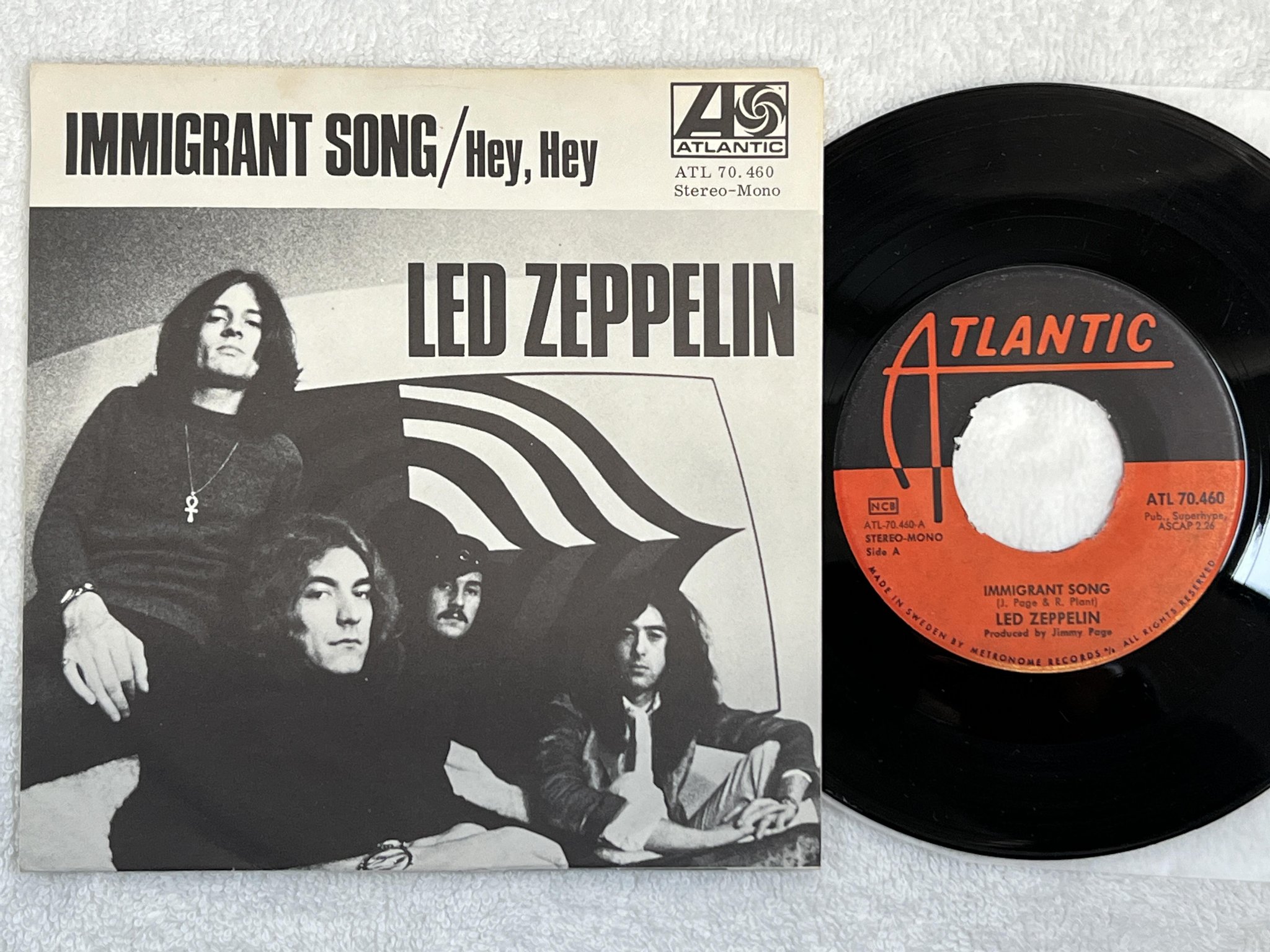 Omslagsbild för skivan LED ZEPPELIN immigrant song 7" Swe -70 ATLANTIC ATL 40460 ** rare **