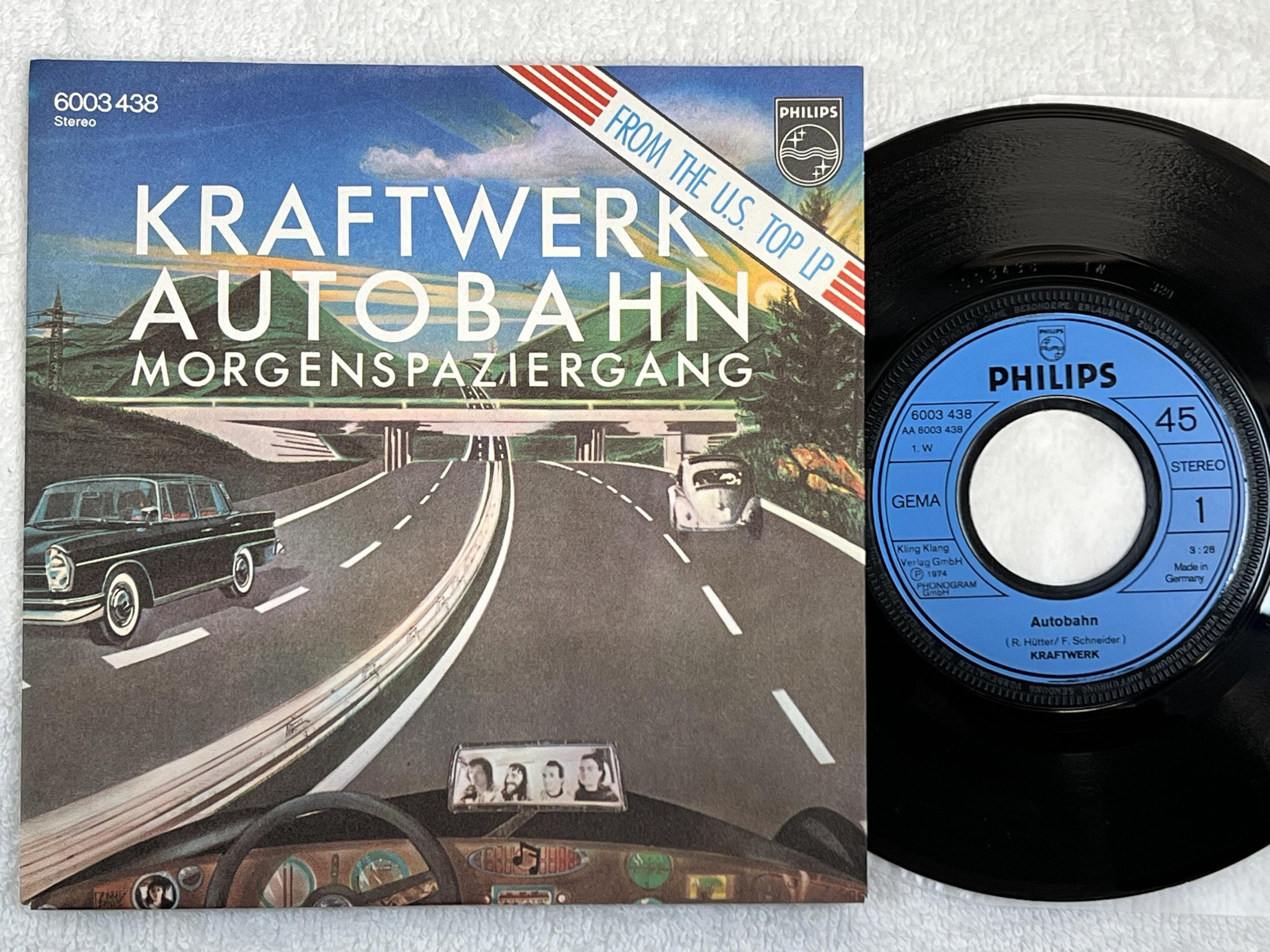 Omslagsbild för skivan KRAFTWERK Autobahn 7" Ger -74 PHILIPS 6305 231