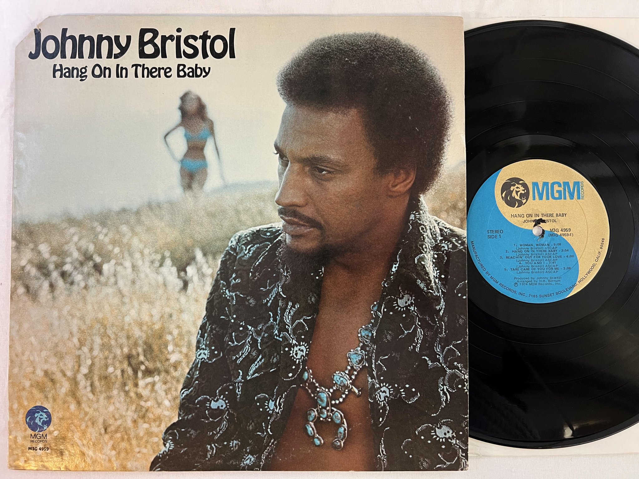 Omslagsbild för skivan JOHNNY BRISTOL hang on in there baby LP -74 US MGM M3G 4969