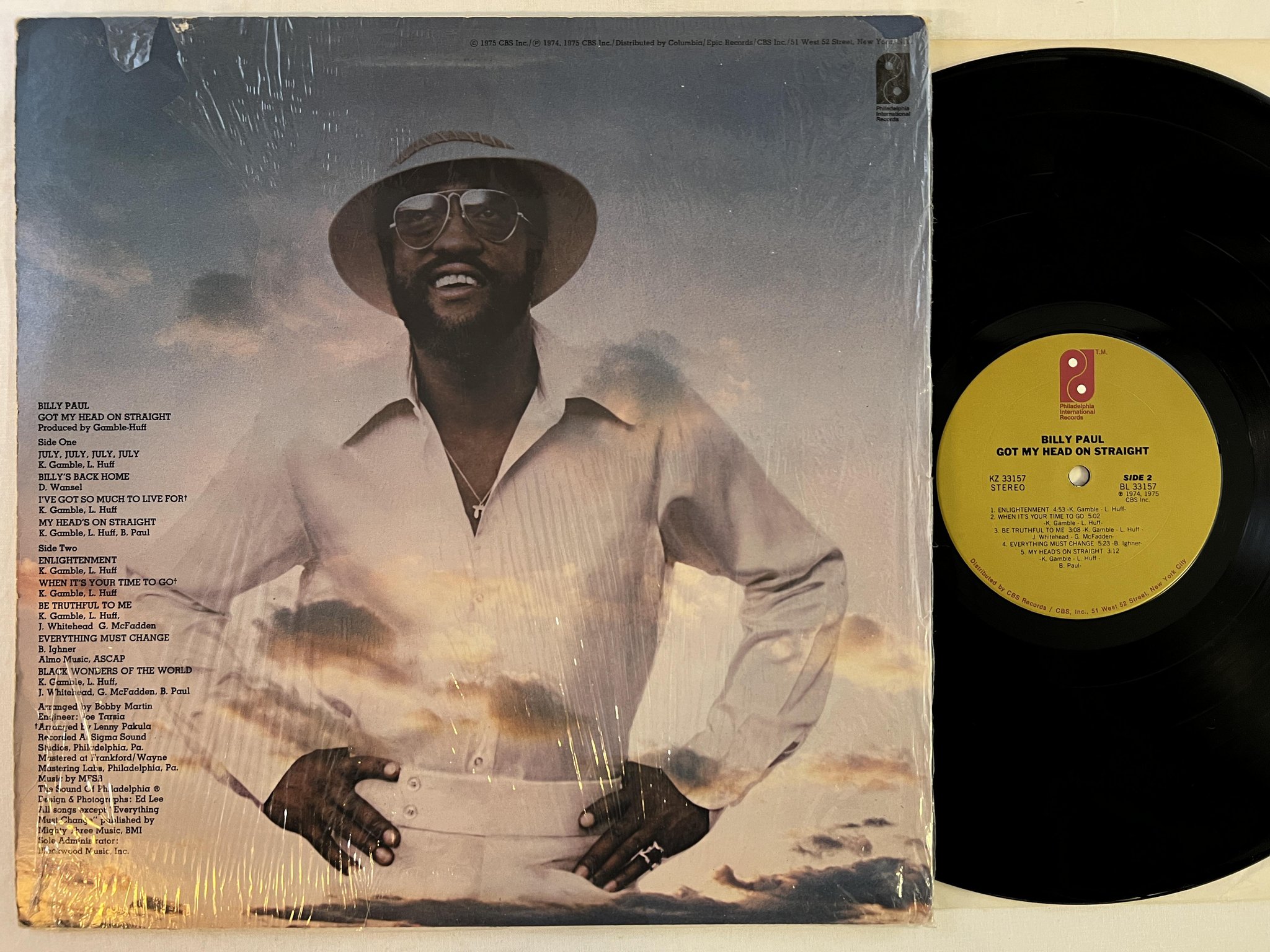 Omslagsbild för skivan BILLY PAUL got my head on straight LP -75 US PIL KZ 33157