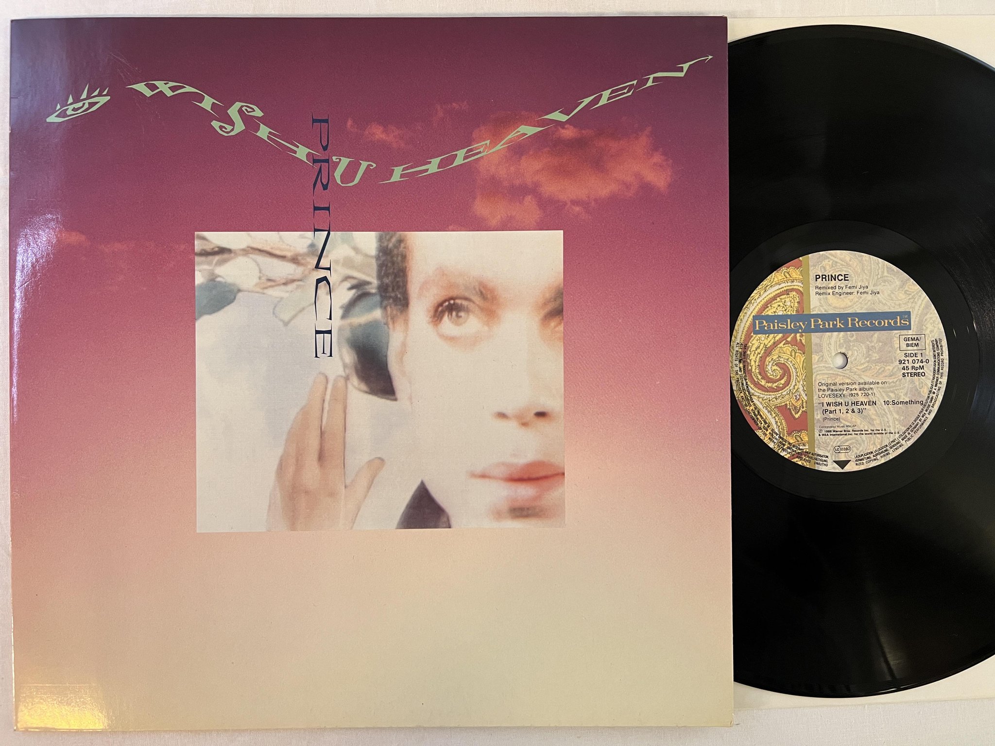 Omslagsbild för skivan PRINCE I wish u heaven 12"single -88 PAISLEY PARK 921 074-0