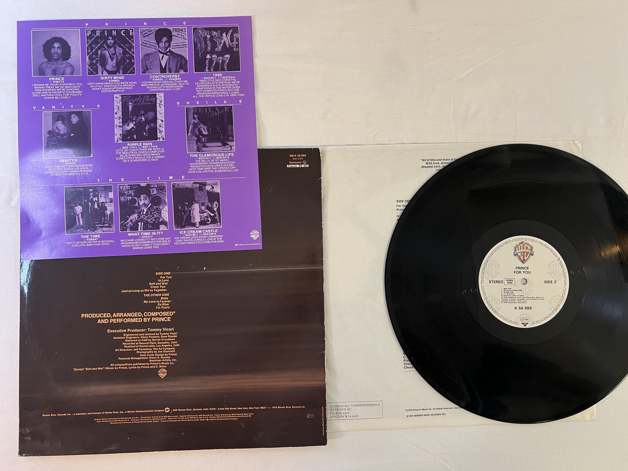 Omslagsbild för skivan PRINCE for you LP -78 Ger WARNER BROS K 56 989