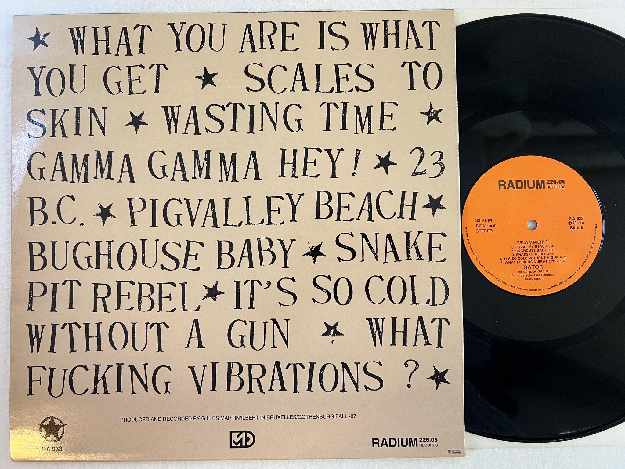 Omslagsbild för skivan SATOR slammer! LP -88 Swe RADIUM 226.05 RA 033