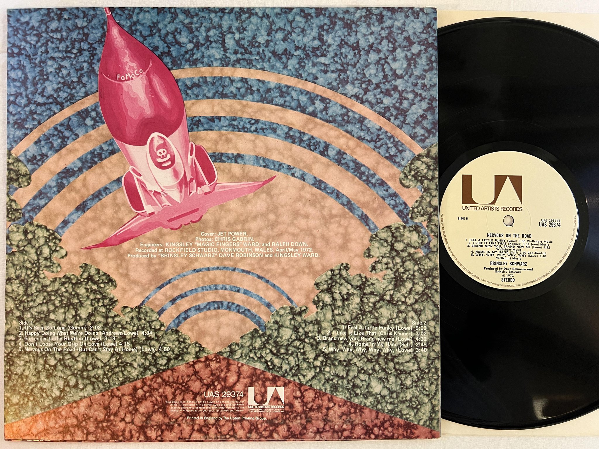 Omslagsbild för skivan BRINSLEY SCHARWZ Nervous On The Road LP -72 UK UNITED UAS 29374