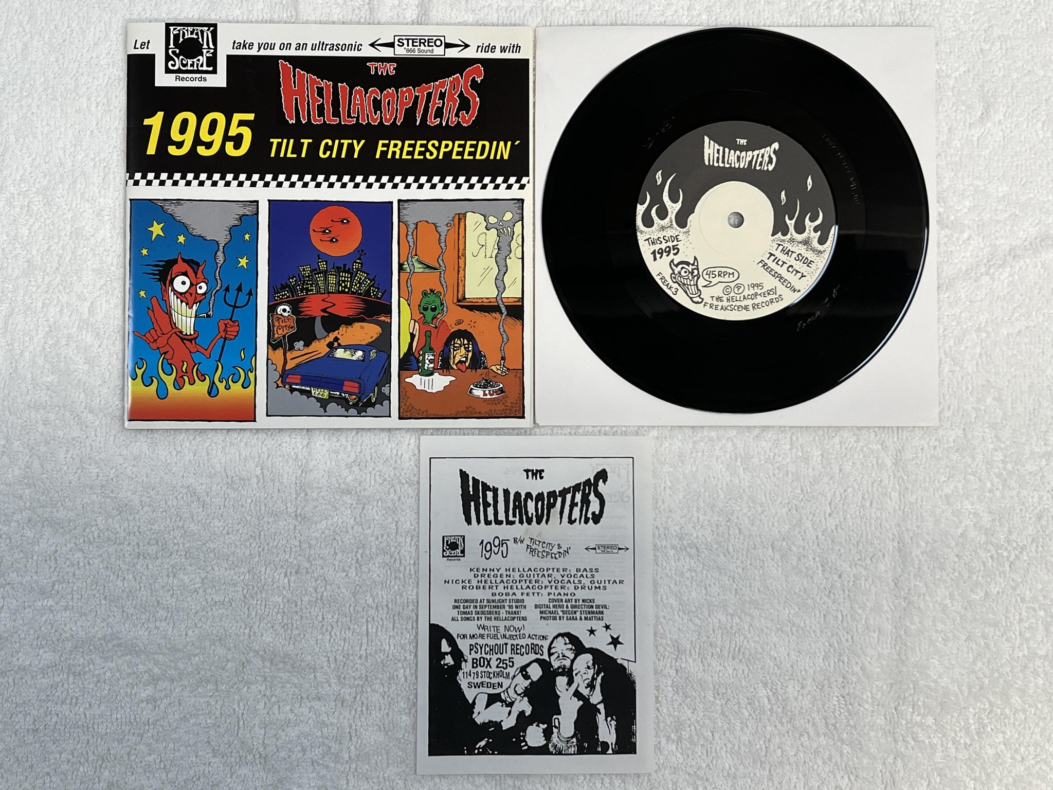 Omslagsbild för skivan THE HELLACOPTERS 1995 7" -95 Swe FREAK SCENE FREAK 3 *** SUPER RARE ***