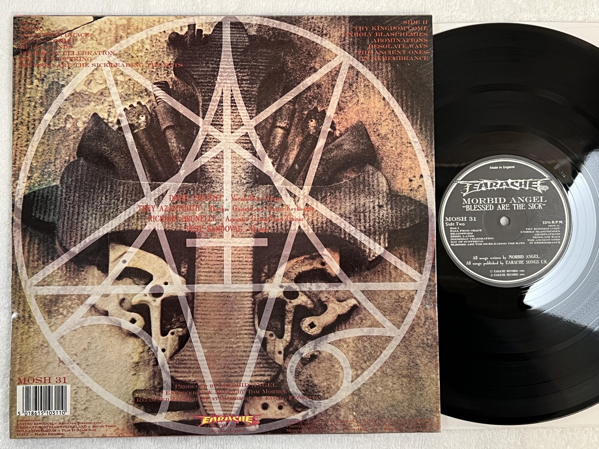 Omslagsbild för skivan MORBID ANGEL Blessed Are The Sick LP -91 UK EARACHE MOSH 31 ** DEATH METAL **