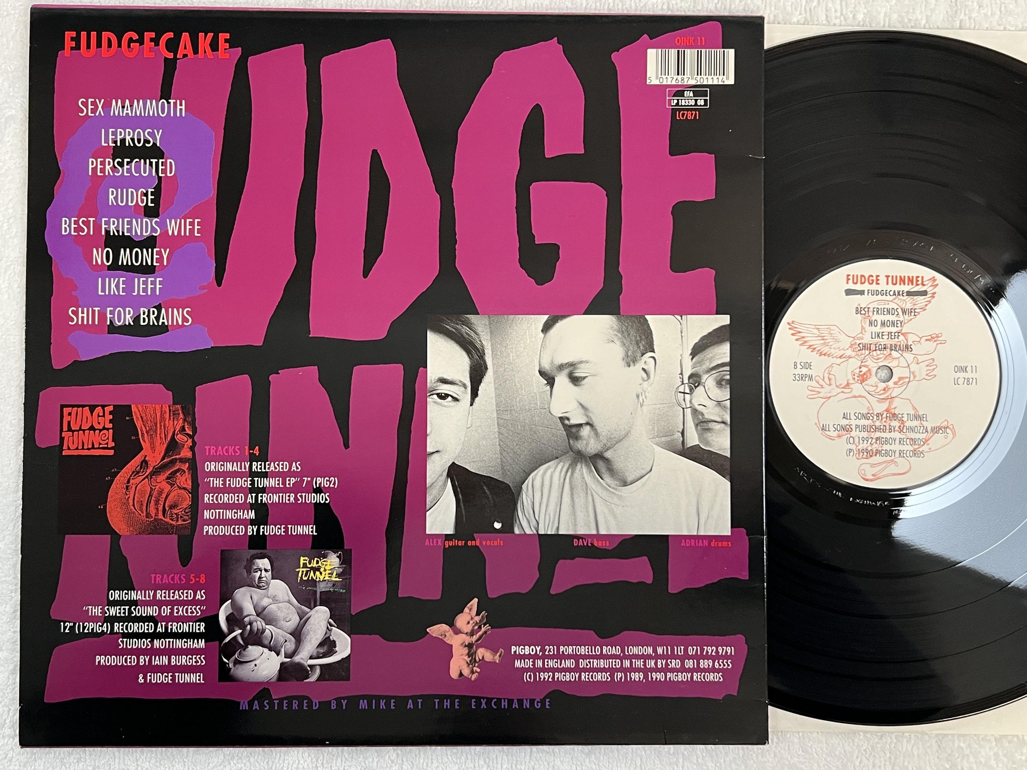 Omslagsbild för skivan FUDGE TUNNEL fudgecake LP -92 UK PIGBOY OINK 11 ** NOISE **