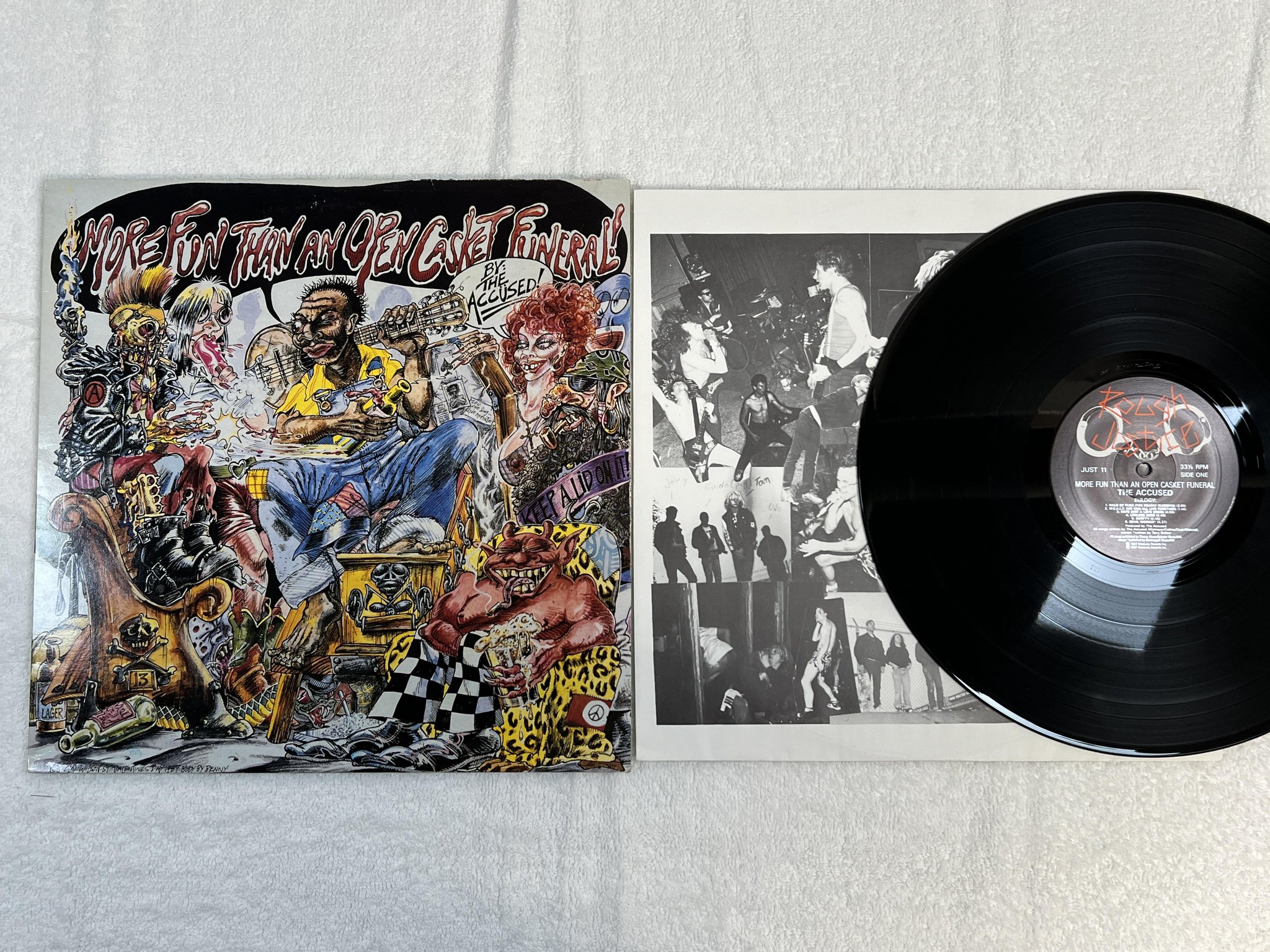 Omslagsbild för skivan THE ACCUSED More Fun Than An Open Casket Funeral LP -88 ROUGH JUSTICE JUST 11