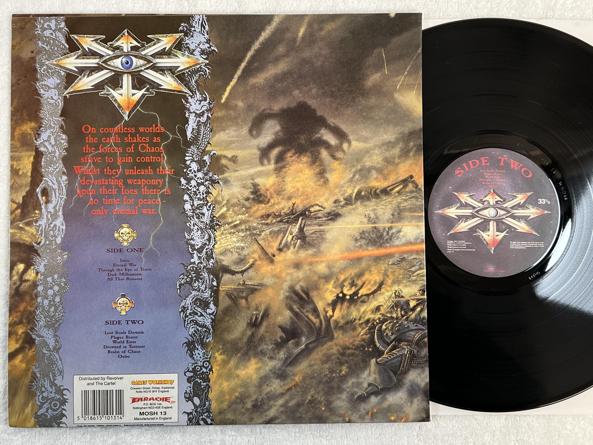 Omslagsbild för skivan BOLT THROWER realm of chaos LP -89 UK EARACHE MOSH 13 ** RARE DEATH METAL **