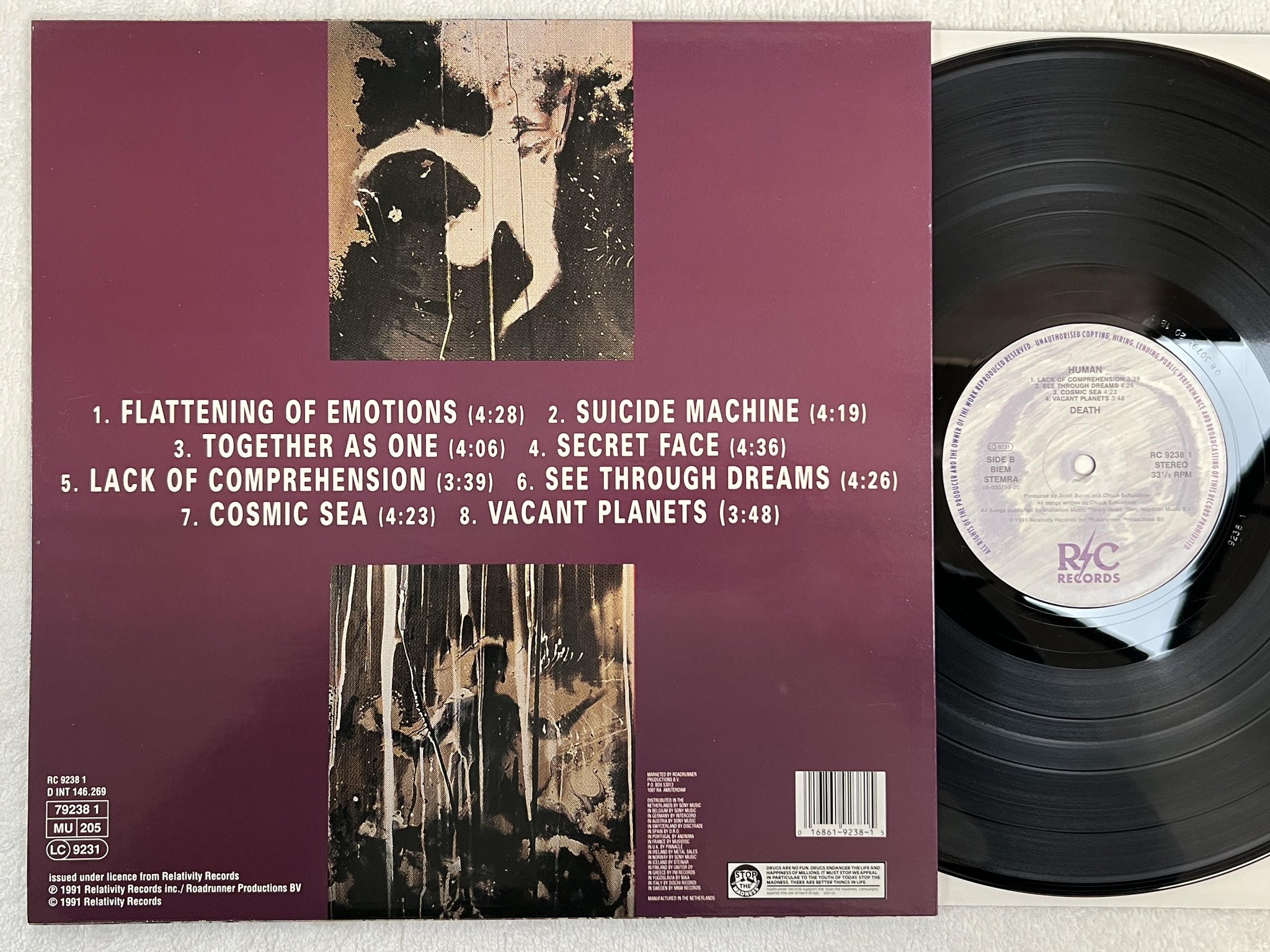 Omslagsbild för skivan DEATH human LP -91 R/C RC 9238 1 ***** mega rare death metal *****