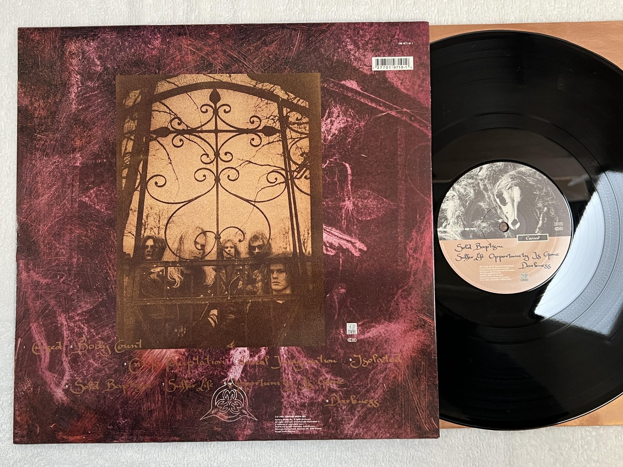 Omslagsbild för skivan MORGOTH cursed LP -91 Ger CENTURY MEDIA 08 9719-1 ** death metal **
