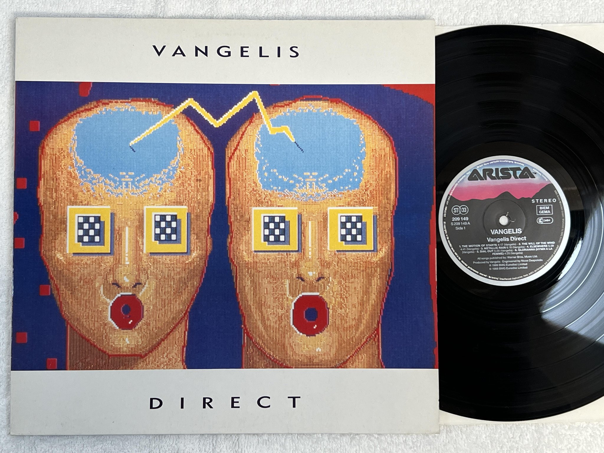Omslagsbild för skivan VANGELIS Vangelis direct LP -88 Ger ARISTA 209149