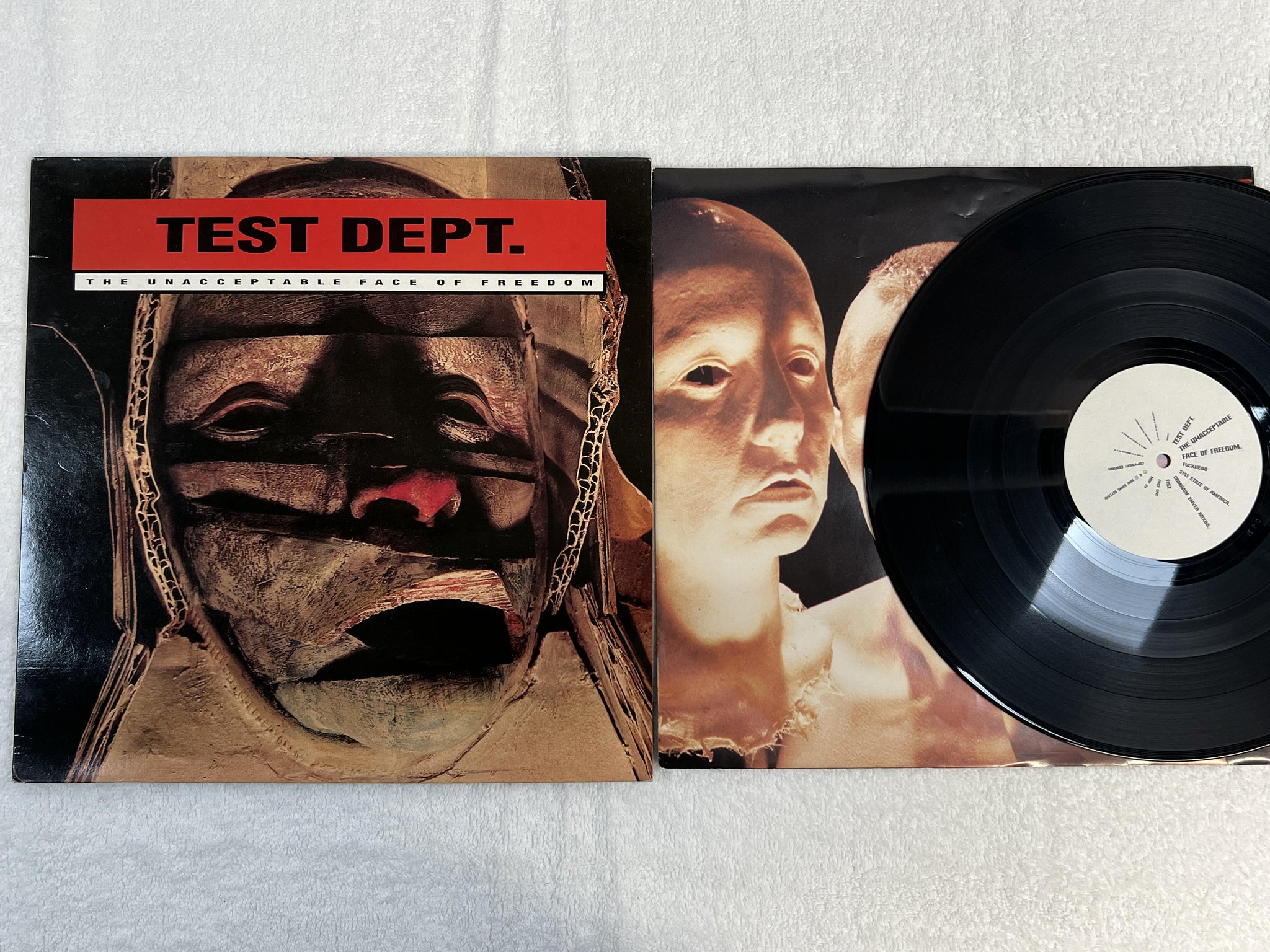 Omslagsbild för skivan TEST DEPT. the unacceptable face of freedom LP -86 UK MOP 2 industrial / noise