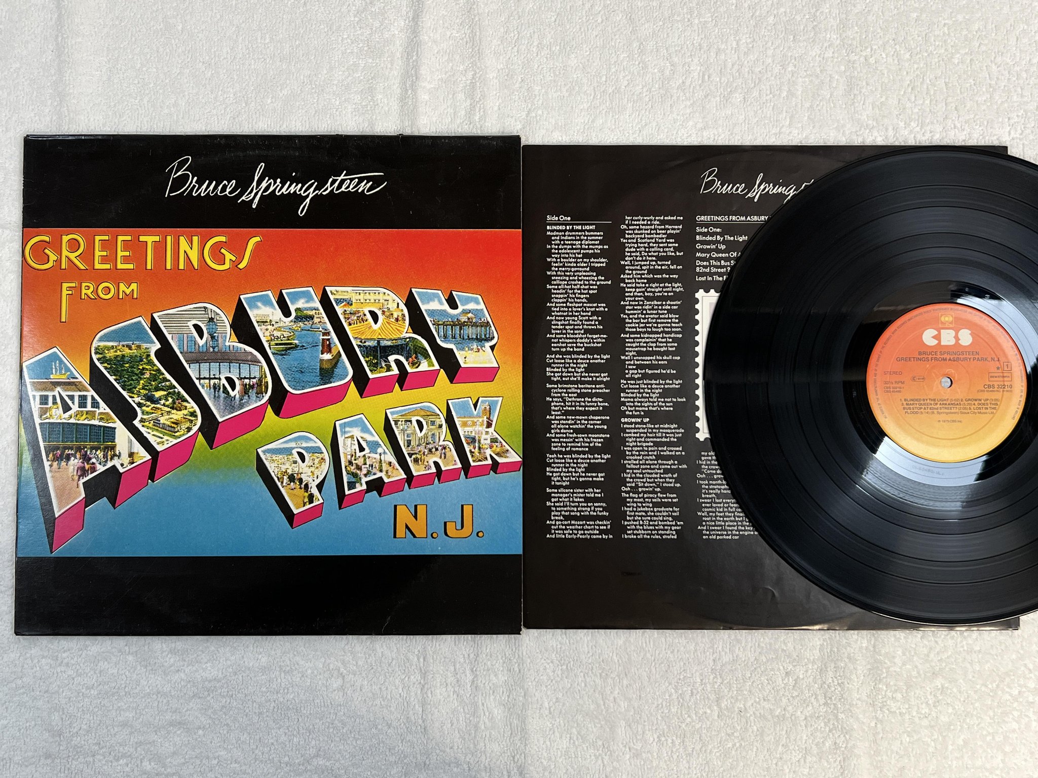 Omslagsbild för skivan BRUCE SPRINGSTEEN greetings from Asbury Park N.J. LP -75 Hol CBS 32210