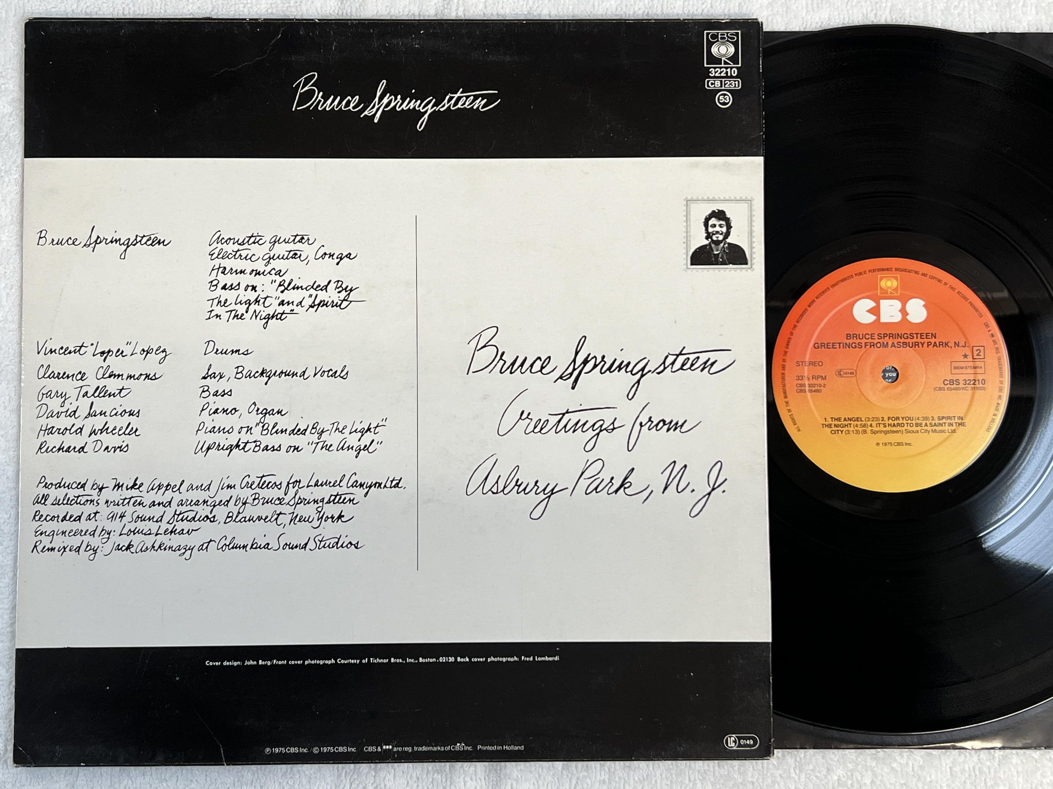 Omslagsbild för skivan BRUCE SPRINGSTEEN greetings from Asbury Park N.J. LP -75 Hol CBS 32210