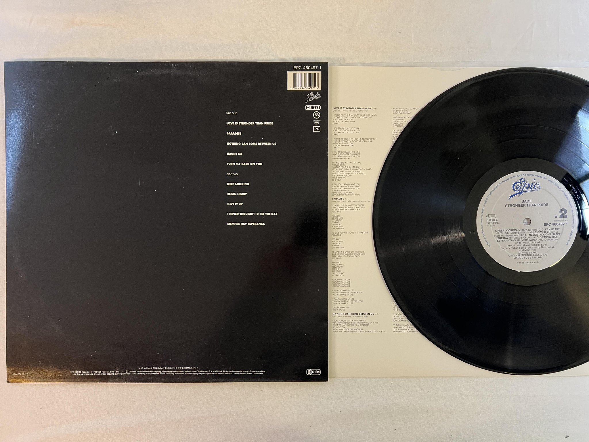 Omslagsbild för skivan SADE stronger than pride LP -88 Hol EPIC EPC 4604971