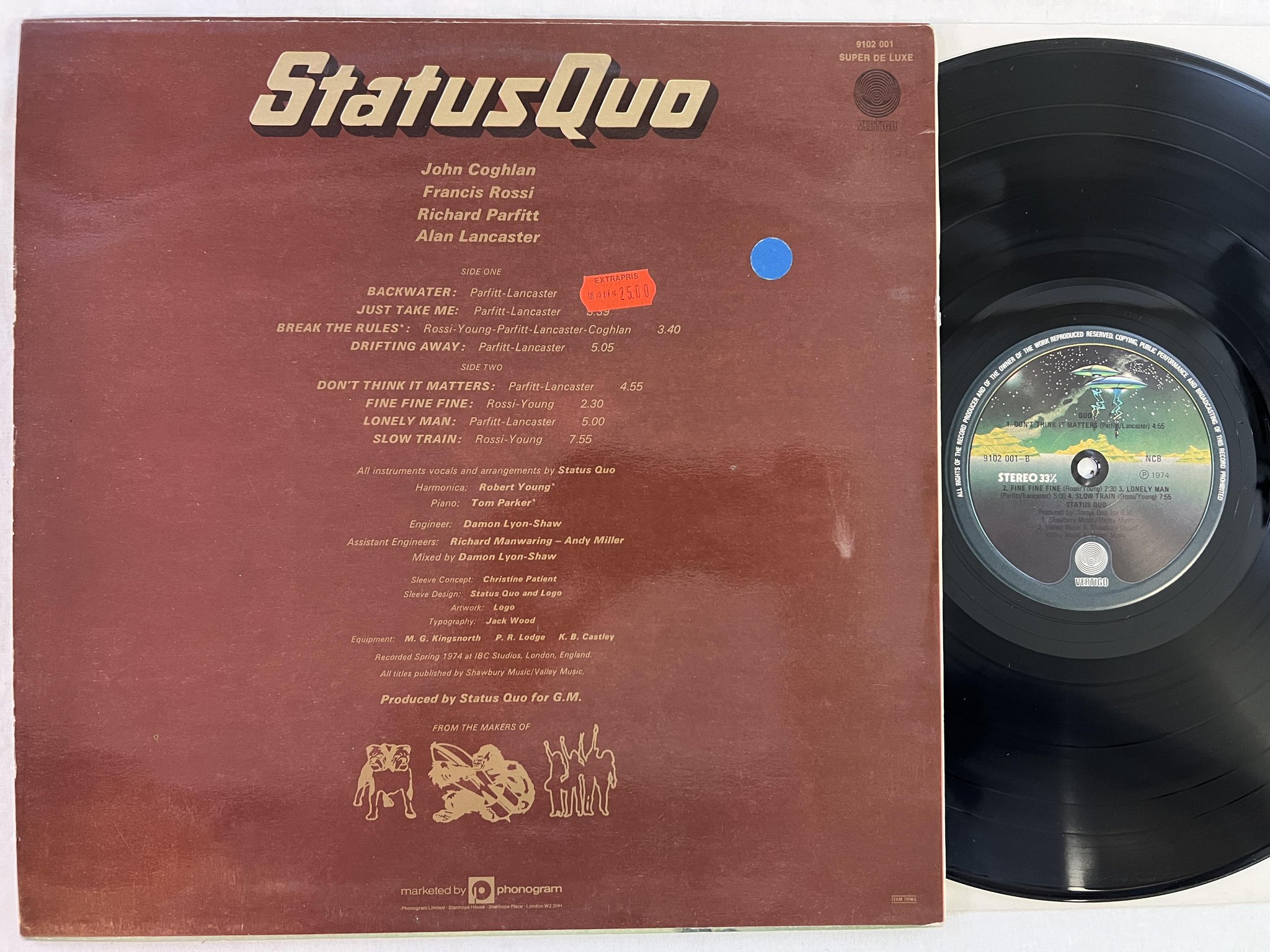 Omslagsbild för skivan STATUS QUO quo LP -74 ncb vertigo 9102 001