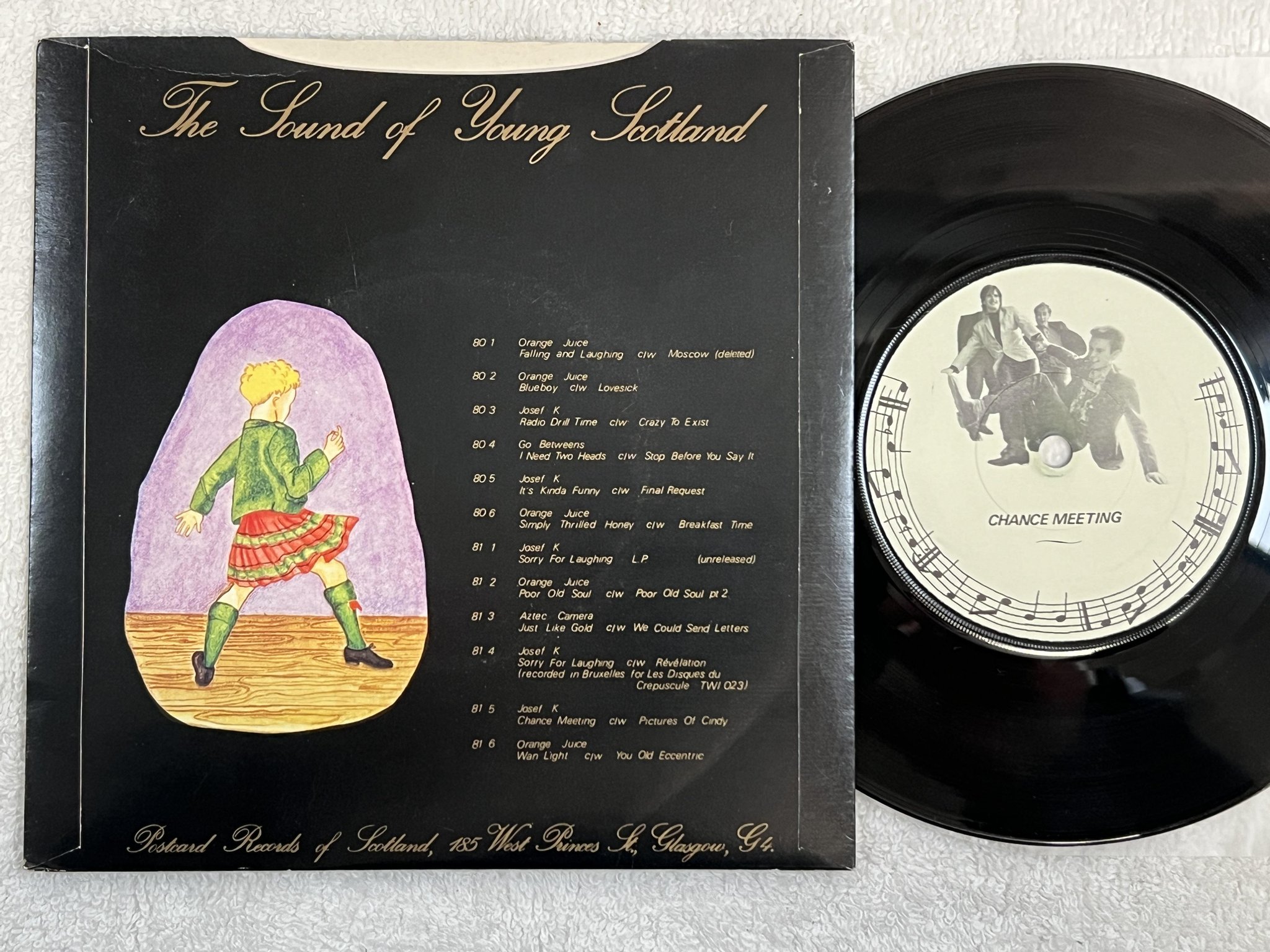 Omslagsbild för skivan JOSEF K Chance Meeting 7" -81 UK POSTCARD 81 5 *** NEW WAVE ***