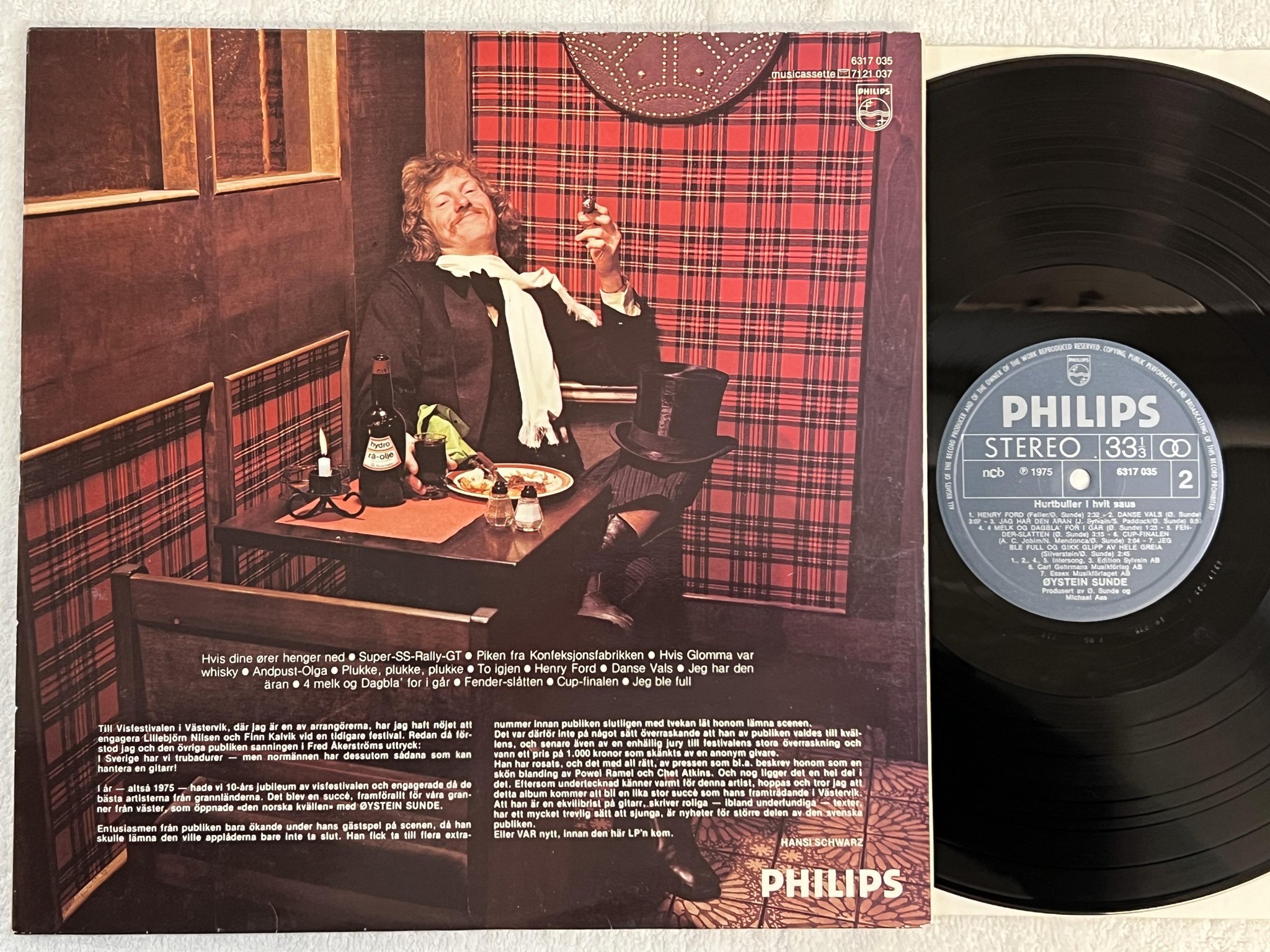 Omslagsbild för skivan ØYSTEIN SUNDE hurtbuller i hvit saus LP -75 PHILIPS 6317 035 *** VERY RARE ***