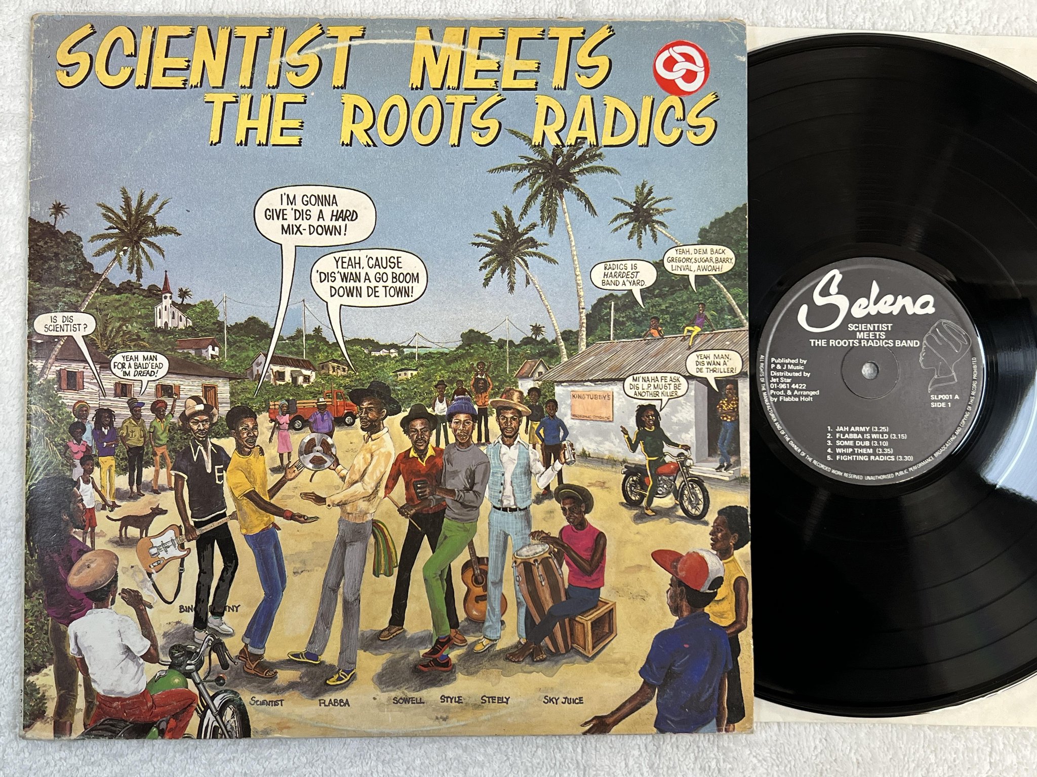 Omslagsbild för skivan SCIENTIST meets THE ROOTS RADICS BAND LP -82 UK selena SLP 001 ** DUB REGGAE **