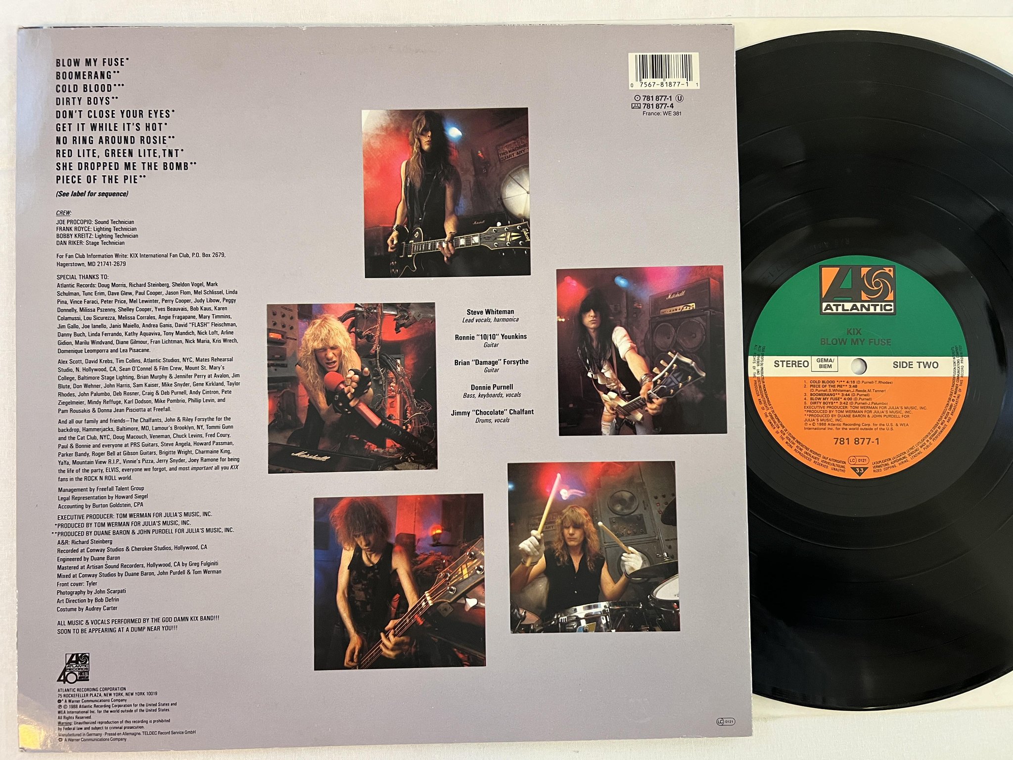 Omslagsbild för skivan KIX blow my fuse LP -88 Ger ATLANTIC 781 877-1