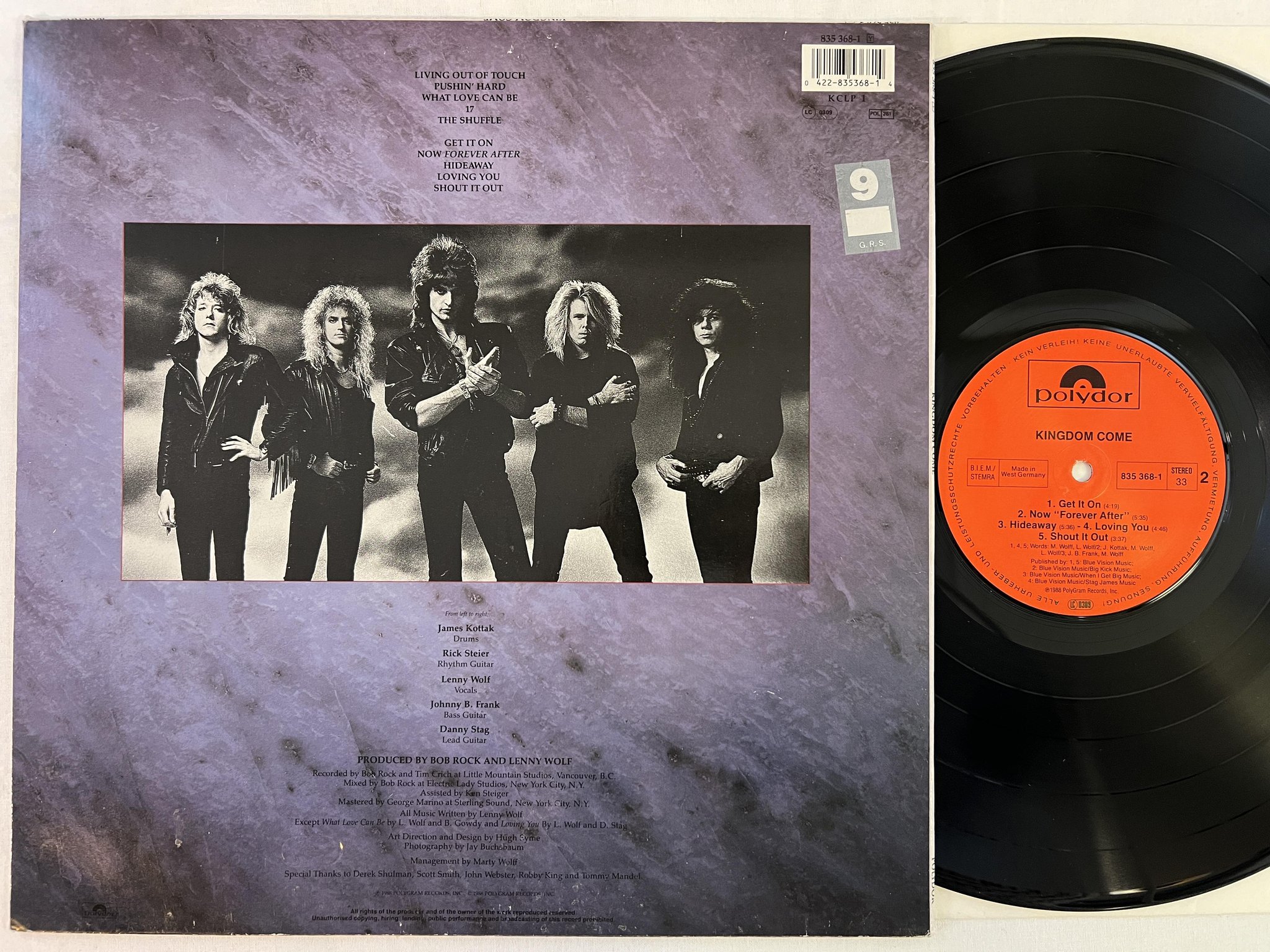 Omslagsbild för skivan KINGDOM COME s/t LP -88 Ger POLYDOR 835368-1