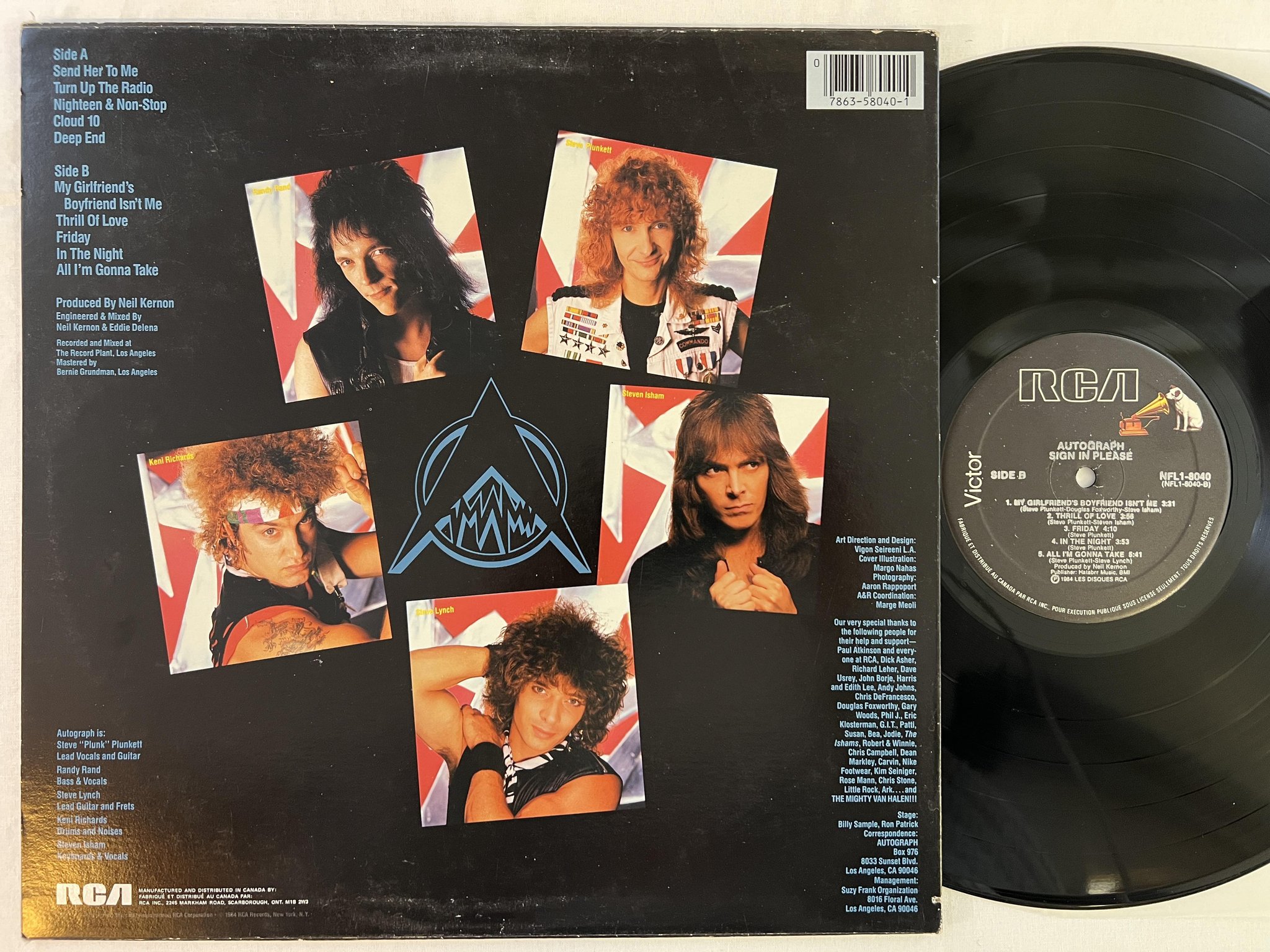 Omslagsbild för skivan AUTOGRAPH sign in please LP -84 Can RCA NFL1-8040