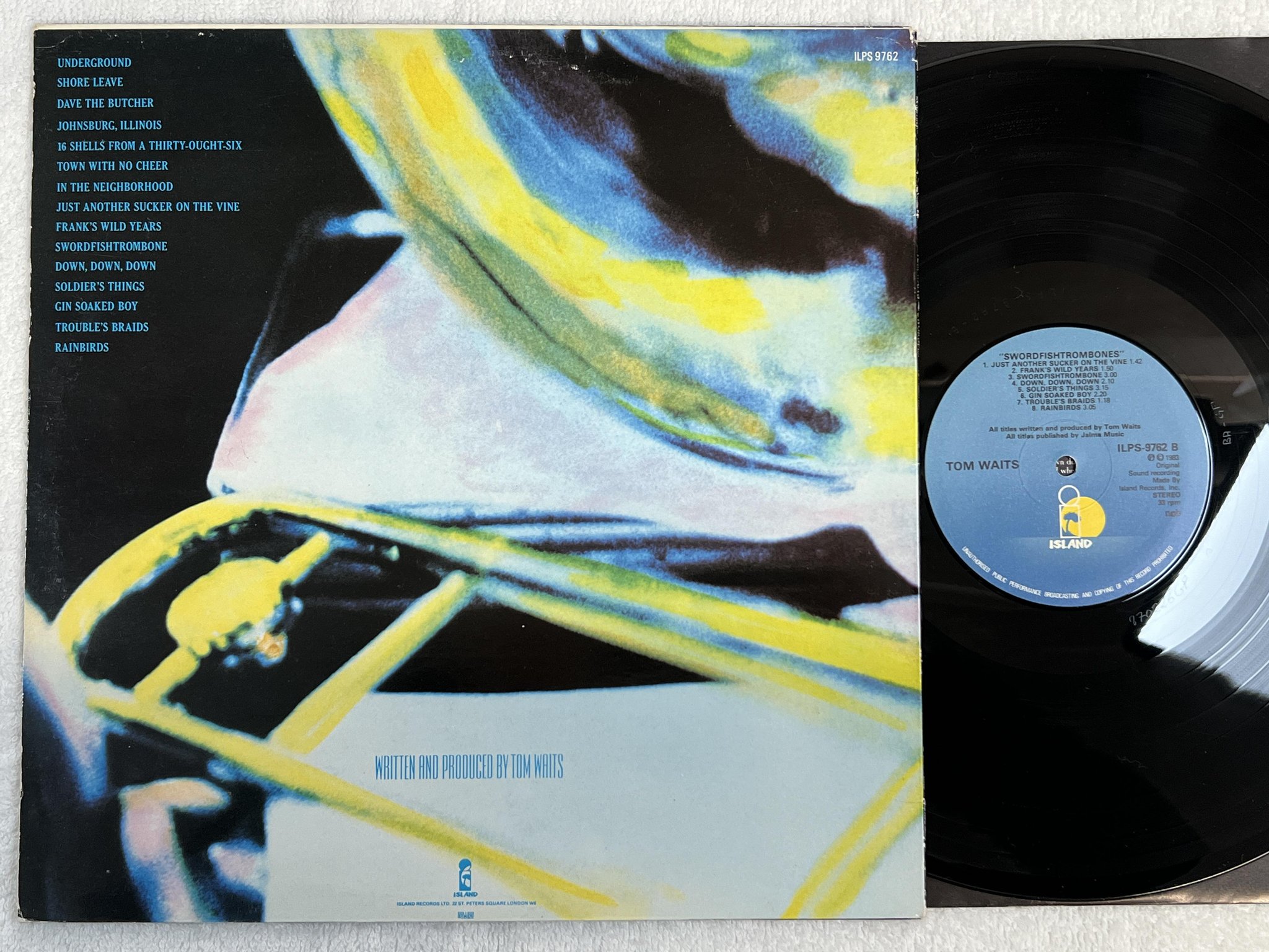 Omslagsbild för skivan TOM WAITS swordfishtrombones LP -83 ncb ISLAND ILPS 9762