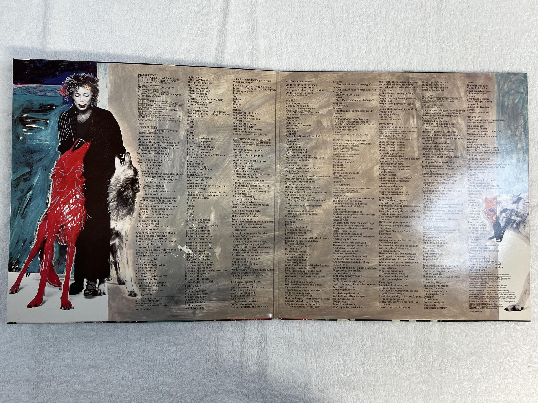 Omslagsbild för skivan JONI MITCHELL dog eat dog LP -85 Hol GEFFEN GEF 26455